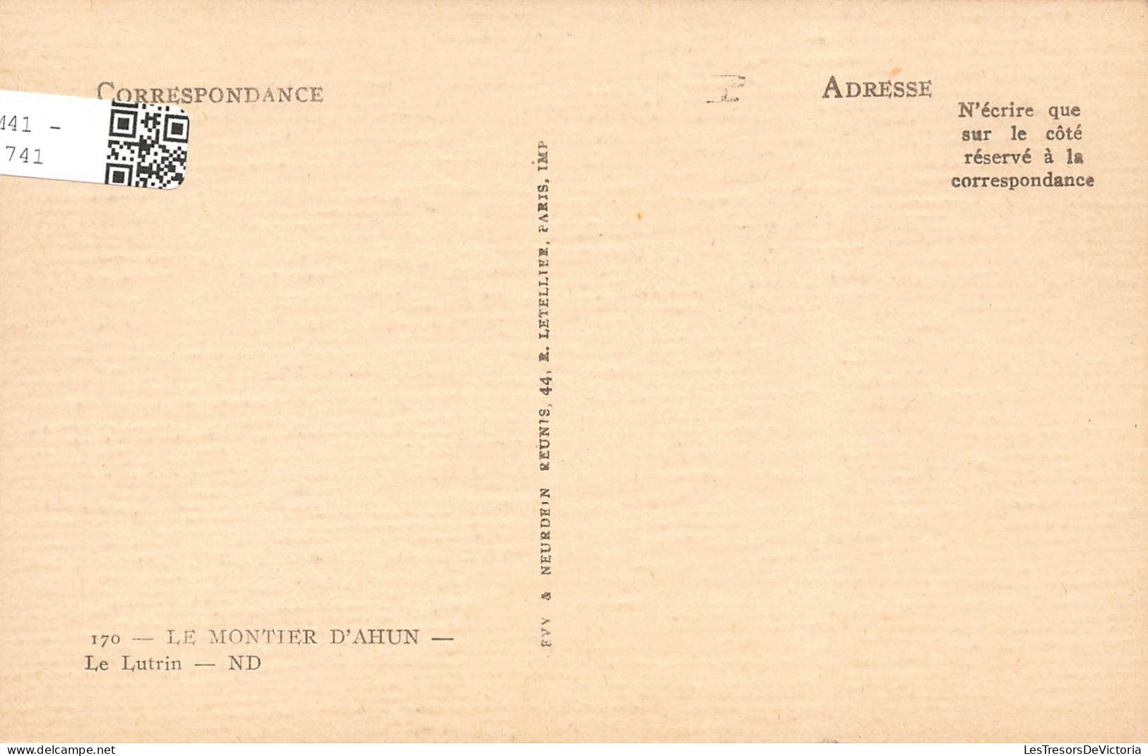 FRANCE - Moutier D'Ahun - Le Lutrin - Carte Postale Ancienne - Moutier D'Ahun