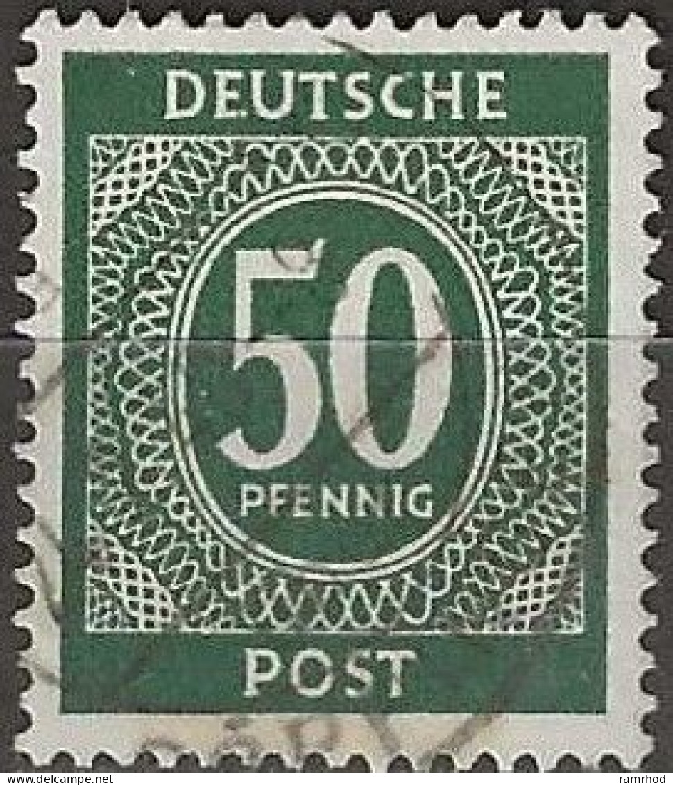 GERMANY 1946 Numeral -  50pf. - Green FU - Oblitérés