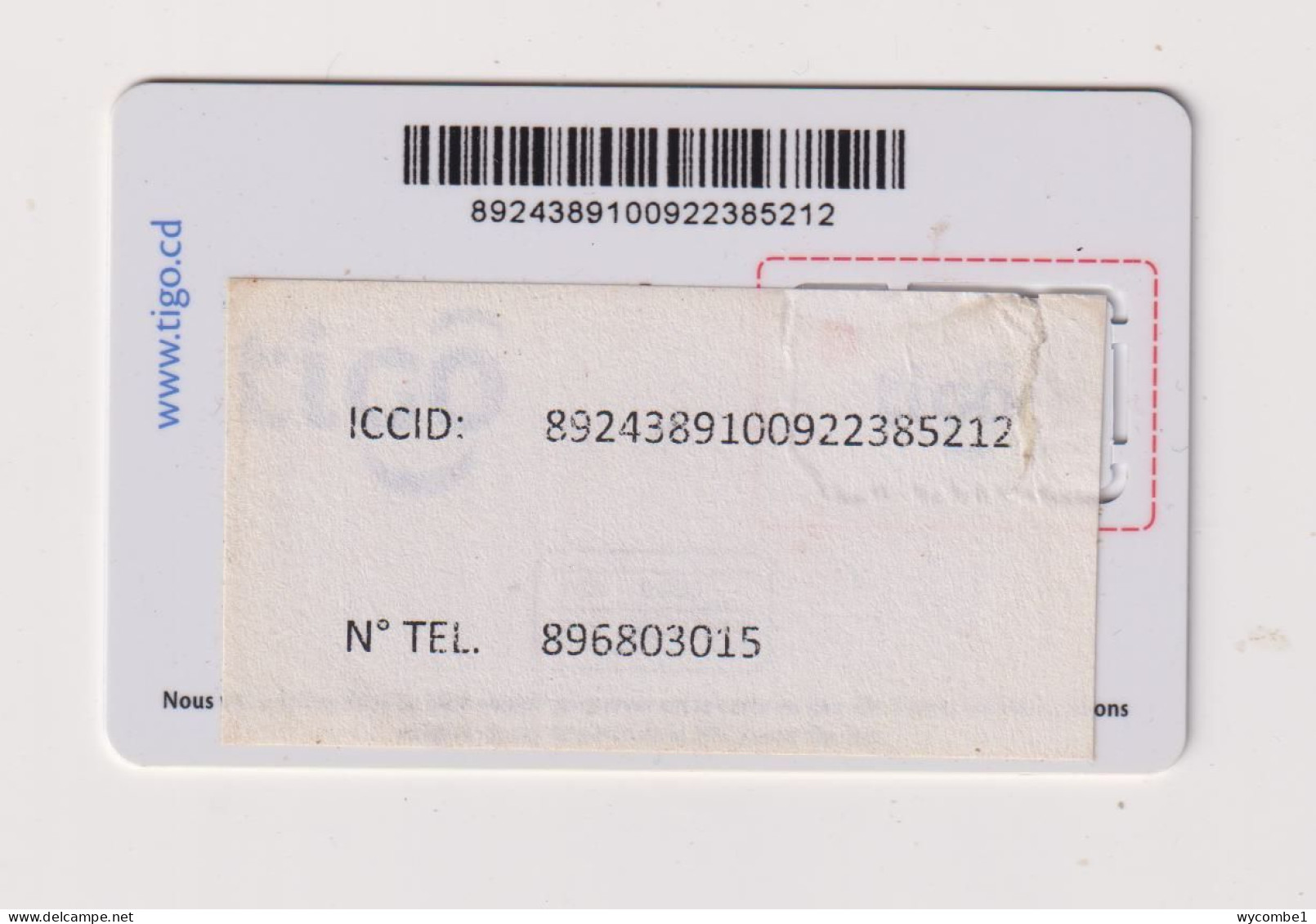 CONGO DR (Kinshasa) - Tigo Unused Chip SIM Phonecard - Congo