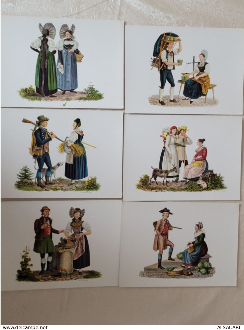 Lot De 6 Cartes Alte Schweizer-trachten - Autres & Non Classés