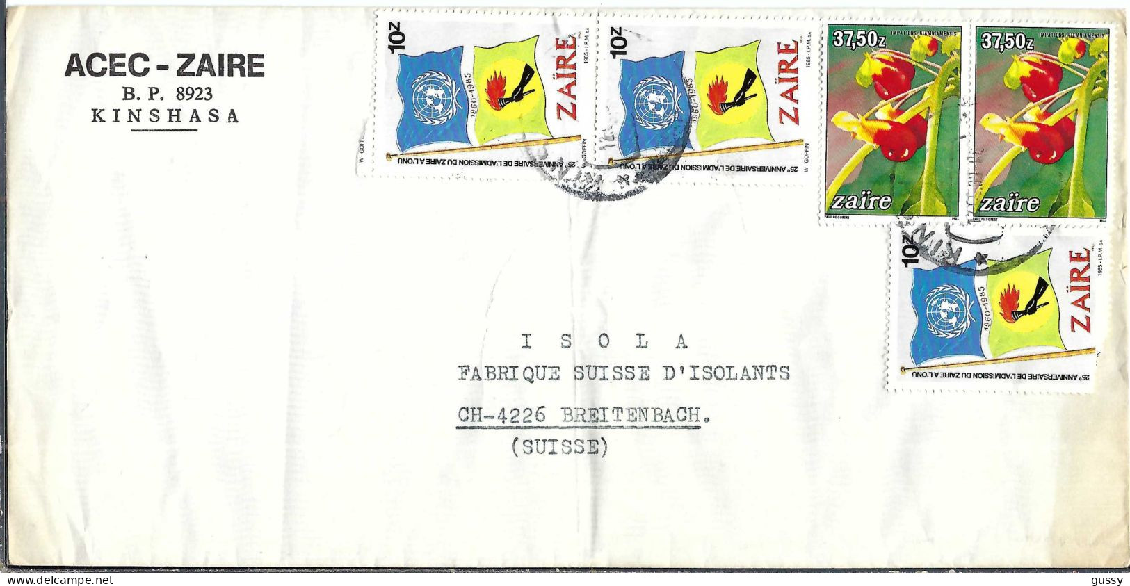 ZAÏRE Ca.1974: LSC De Kinshasa à Breitenbach (Suisse), Pliée - Storia Postale