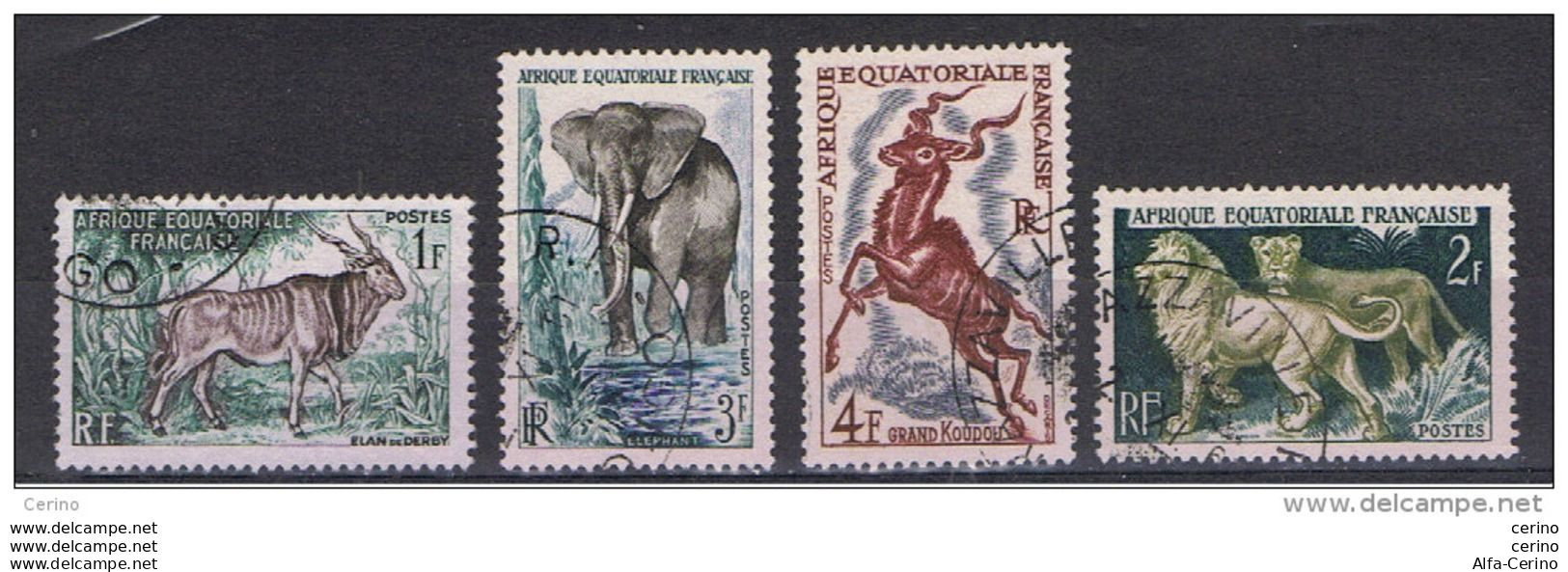 AFR..EQUATORIALE  FRANCESE:  1957  FAUNA  AFRICANA  -  S. CPL. 4  VAL. US. -  YV/TELL. 238/41 - Gebraucht