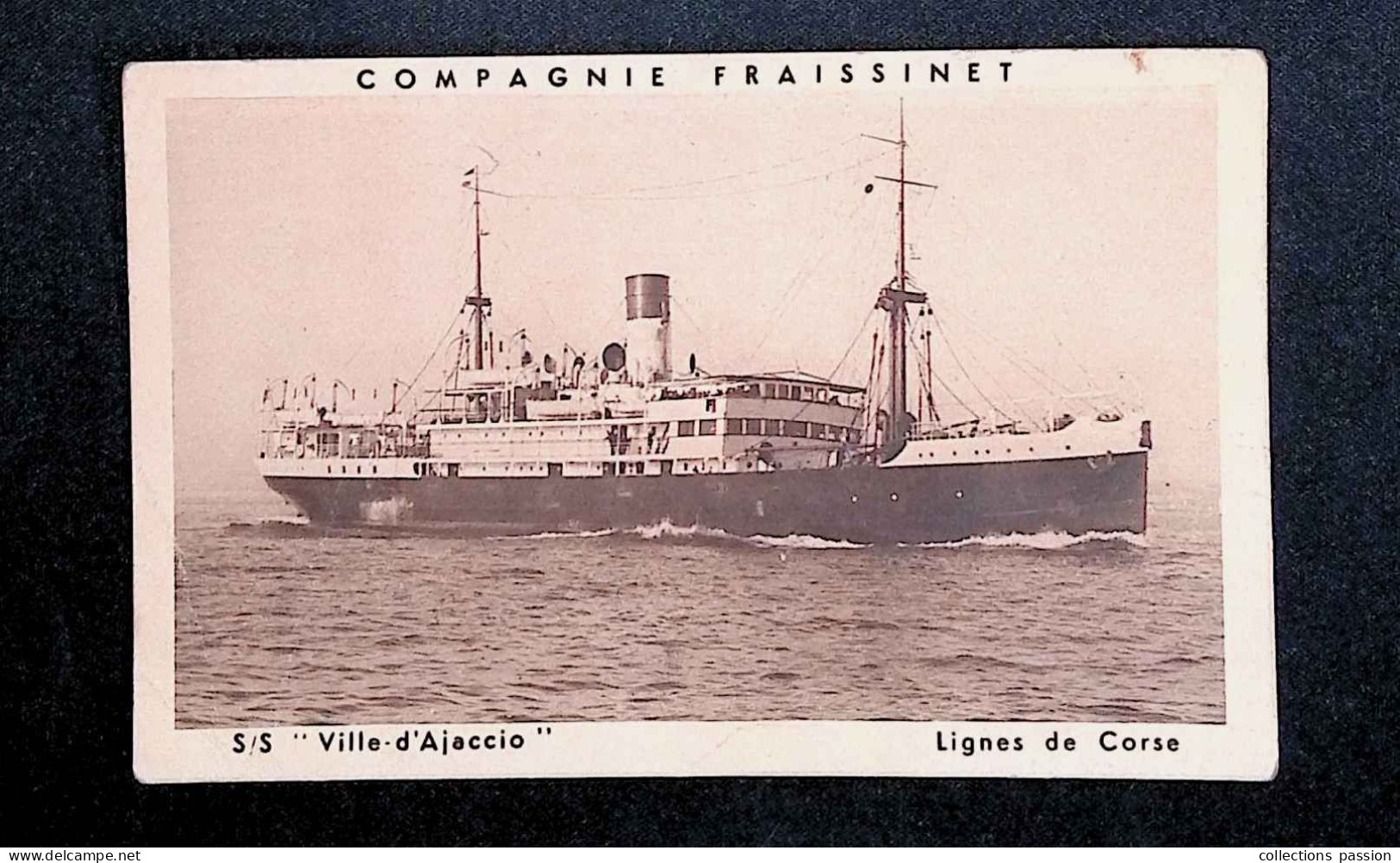 Cp, Bateaux, Compagnie Fraissinet, S/s " Ville D'Ajaccio " , Lignes De Corse, Vierge - Veerboten