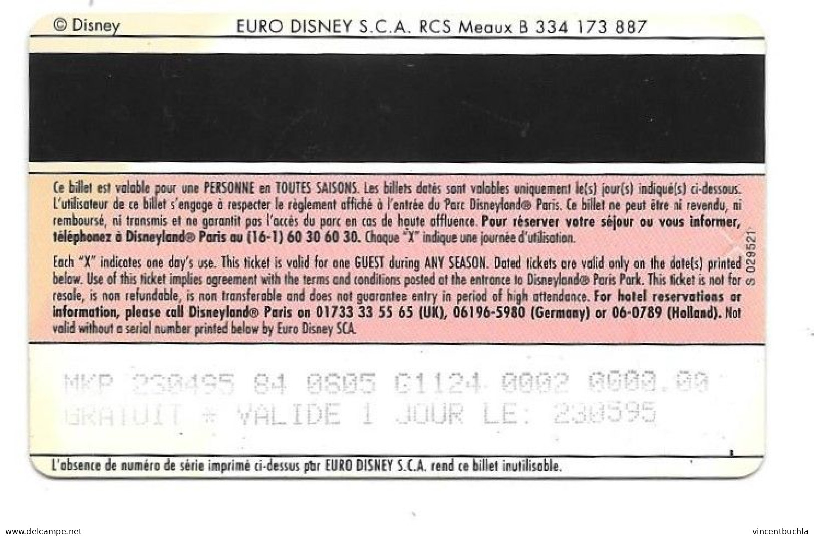 Passeport Disneyland Paris Space Montain Avant Première Valide Le 23/05/1995 - Disney Passports