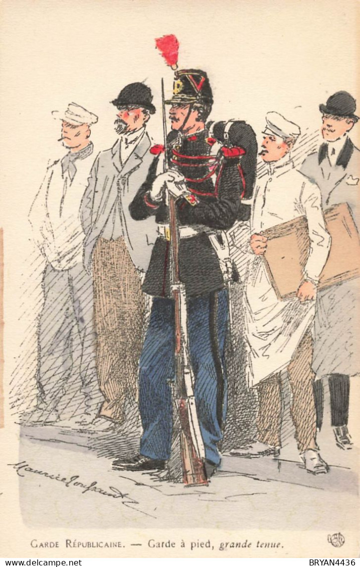 UNIFORME GENDARMERIE - GARDE REPUBLICAINE - GARDE à PIED - GRANDE TENUE- Ill; M. TOUSSAINT - CARTE TRES BON ETAT - Police - Gendarmerie