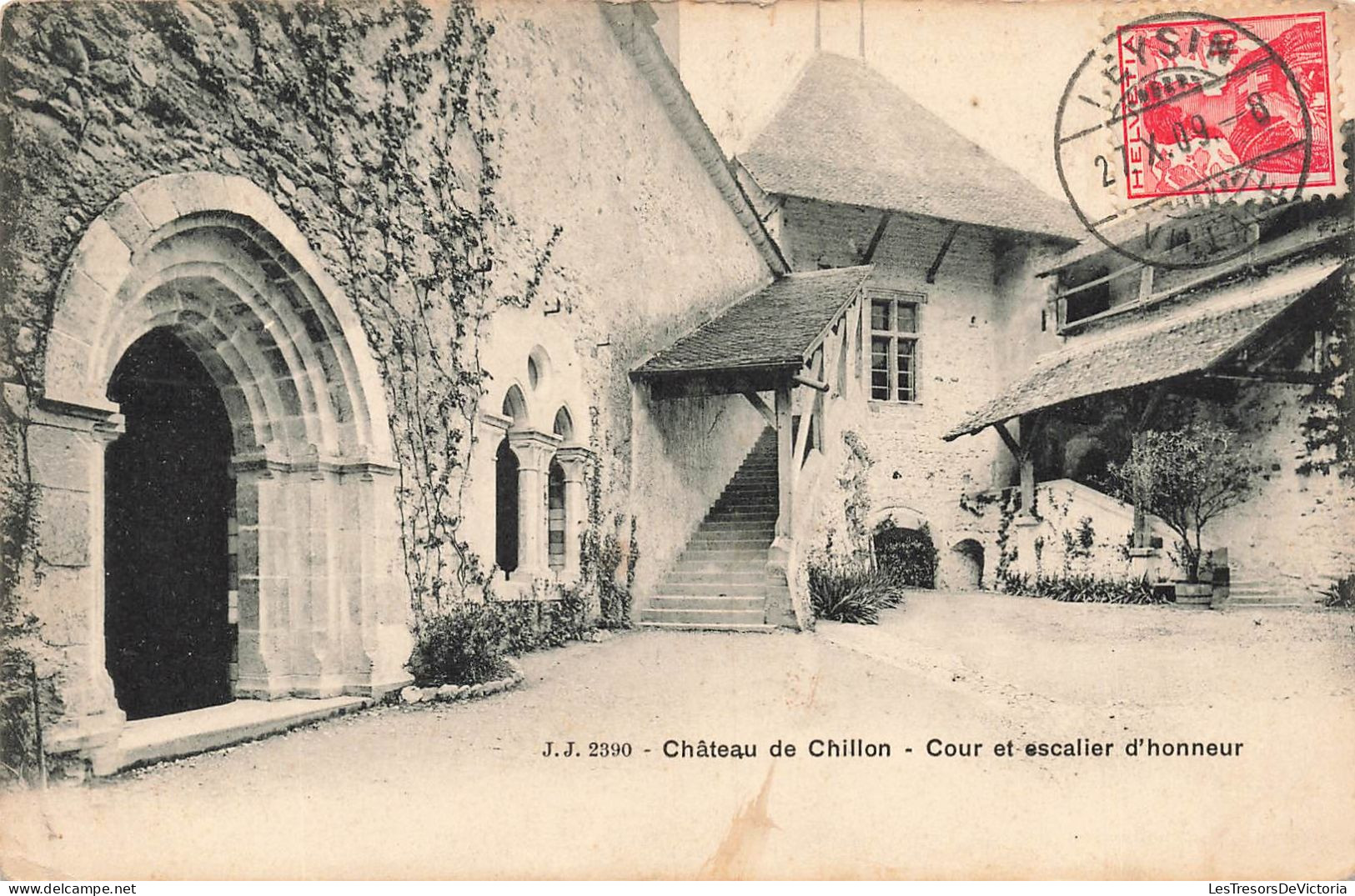 SUISSE - Château De Chillon - Vue Générale De La Cour Et Escalier D'honneur - Carte Postale Ancienne - Veytaux