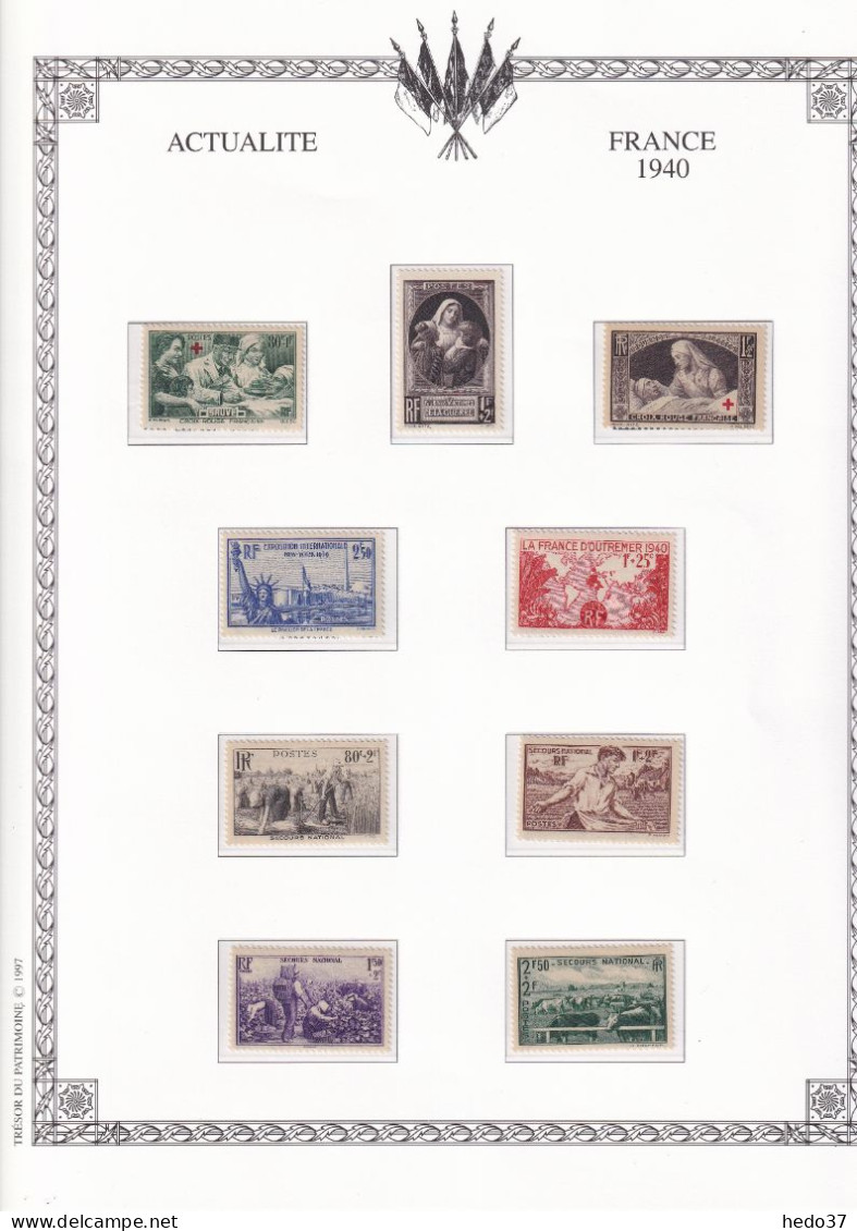 France Année Complète 1940 - N°451/469 - Neufs ** Sans Charnière - TB - 1940-1949