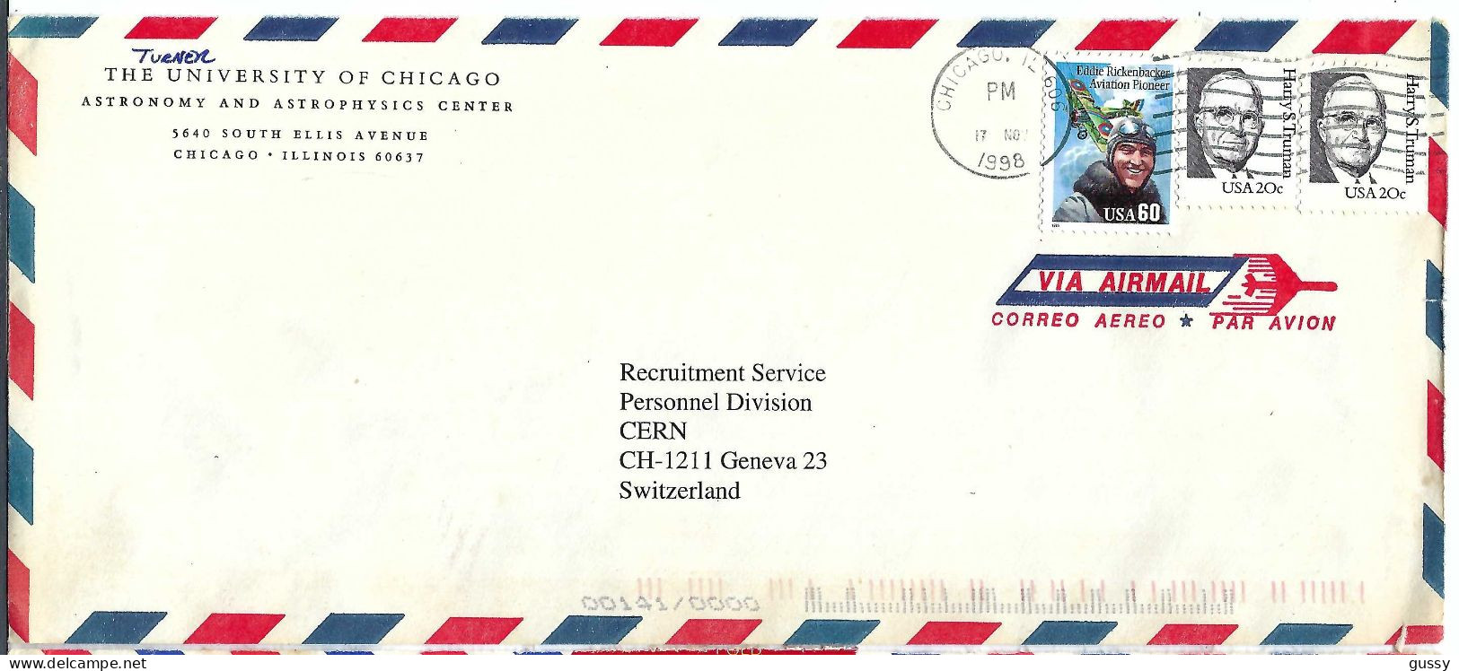 ETATS UNIS  Ca.1998: LSC De Chicago (IL.) Pour Genève (Suisse) - Lettres & Documents