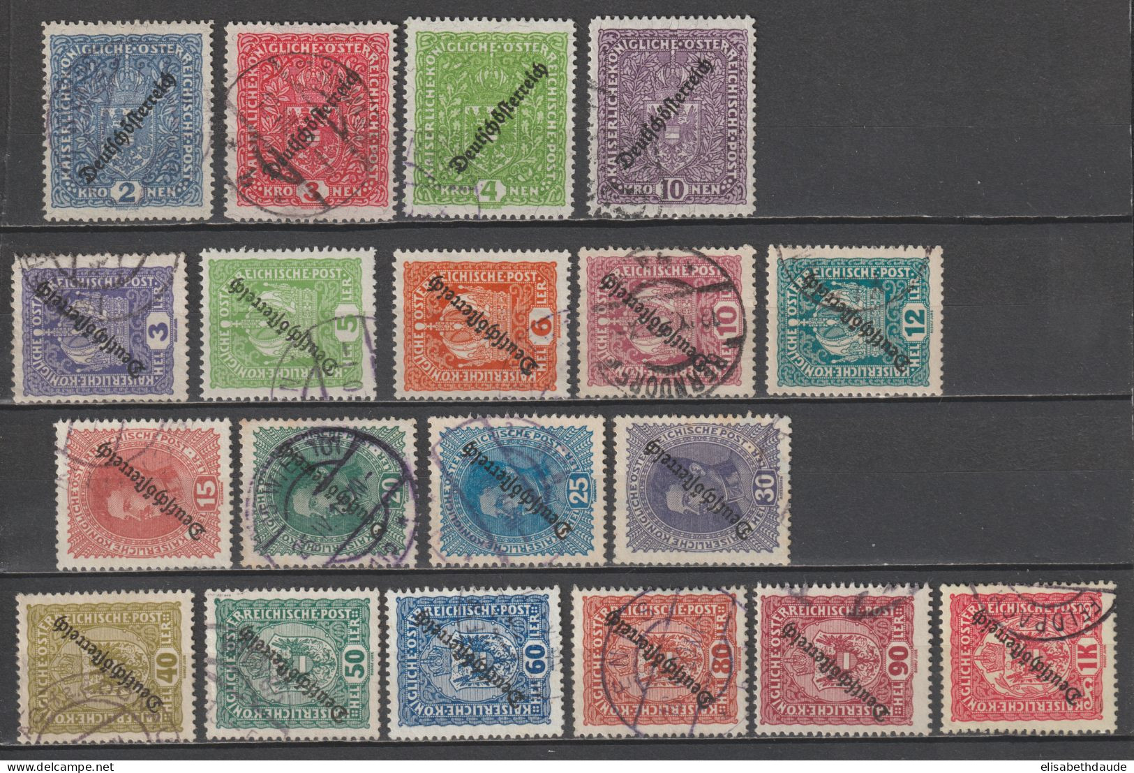 AUTRICHE - 1918 - SERIE COMPLETE YVERT N°169/187 OBLITERES  - COTE = 39.5 EUR. - - Used Stamps