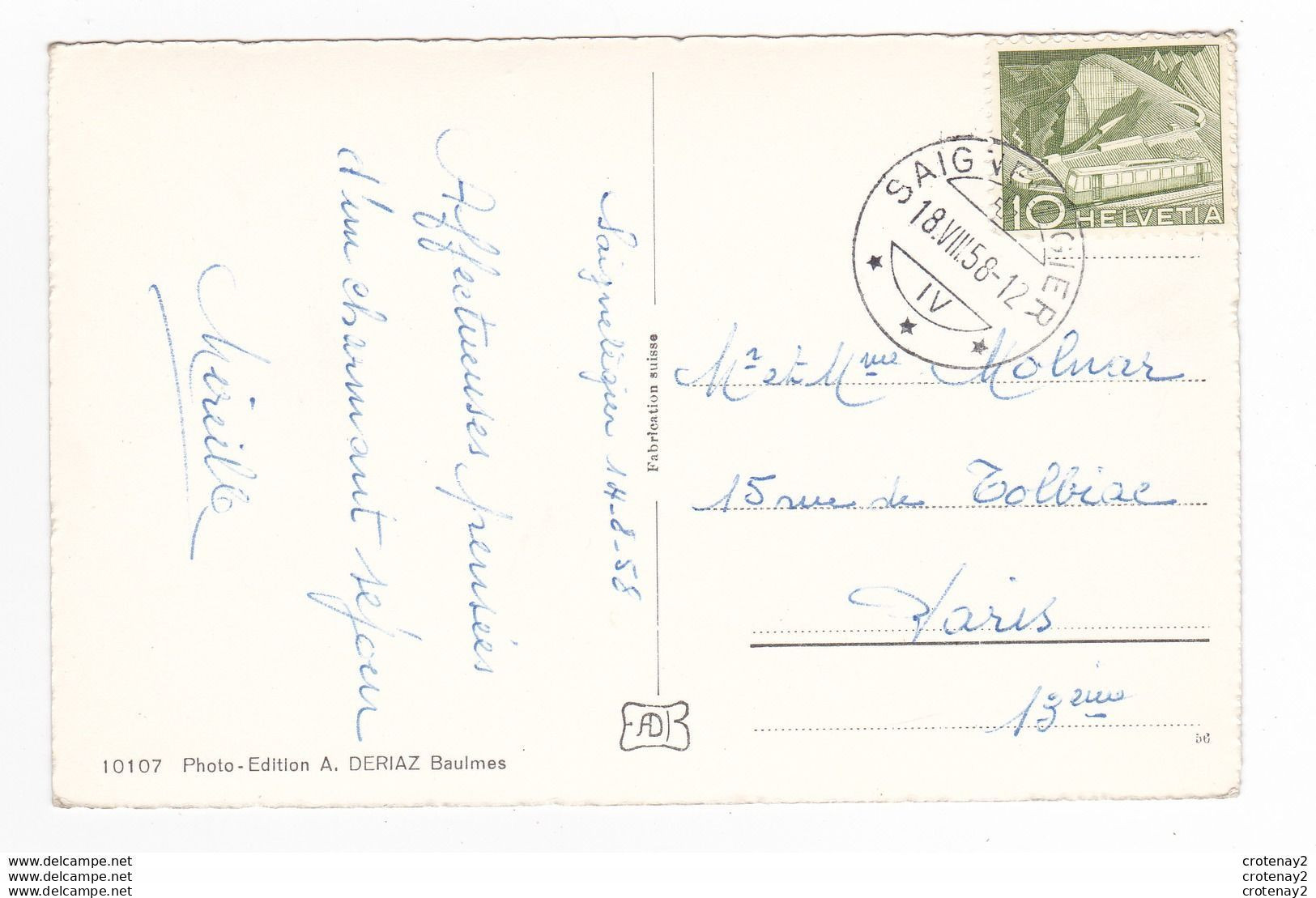 Suisse Jura SAIGNELEGIER J.B N°10107 Vue Générale En 1958 VOIR DOS - Saignelégier