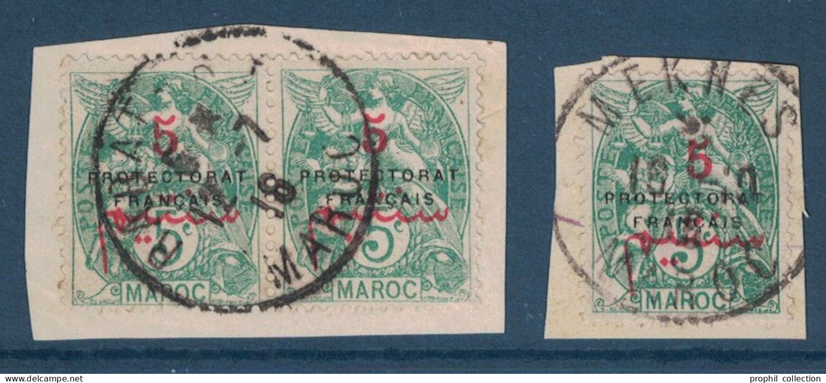 OBLITÉRATION CAD RABAT + MEKNES MAROC Sur TYPE BLANC Sur FRAGMENT - Used Stamps