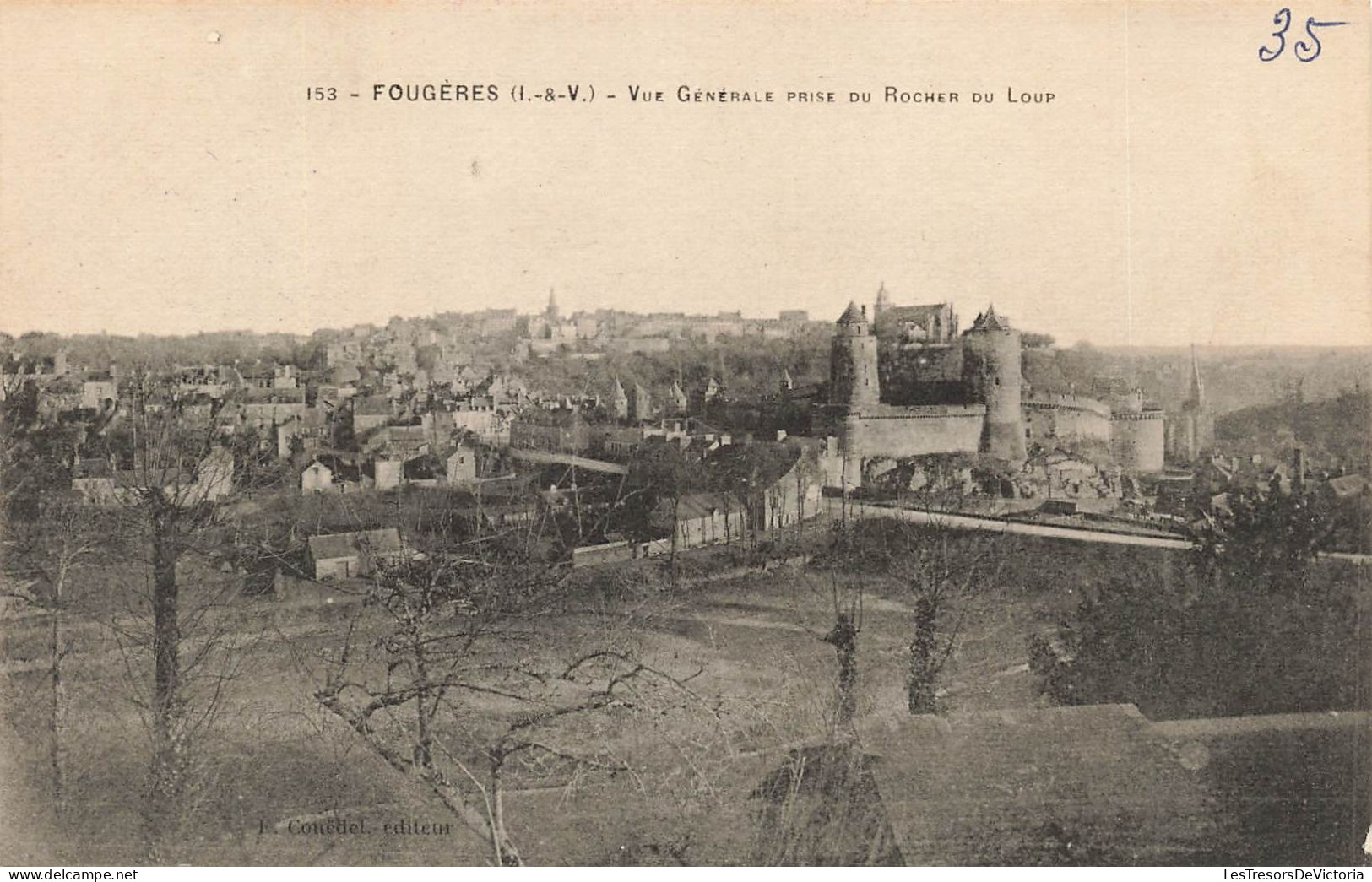 FRANCE - Fougères ( I & V) - Vue D'ensemble De La Ville - Vue Générale Prise Du Rocher Du Loup  - Carte Postale Ancienne - Fougeres