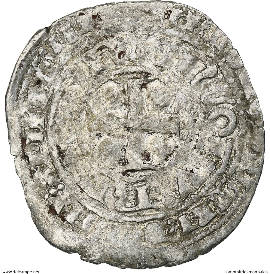 France, Charles V, Blanc Au K, 1365-1380, Billon, TTB, Duplessy:363 - 1364-1380 Karl V. Der Weise