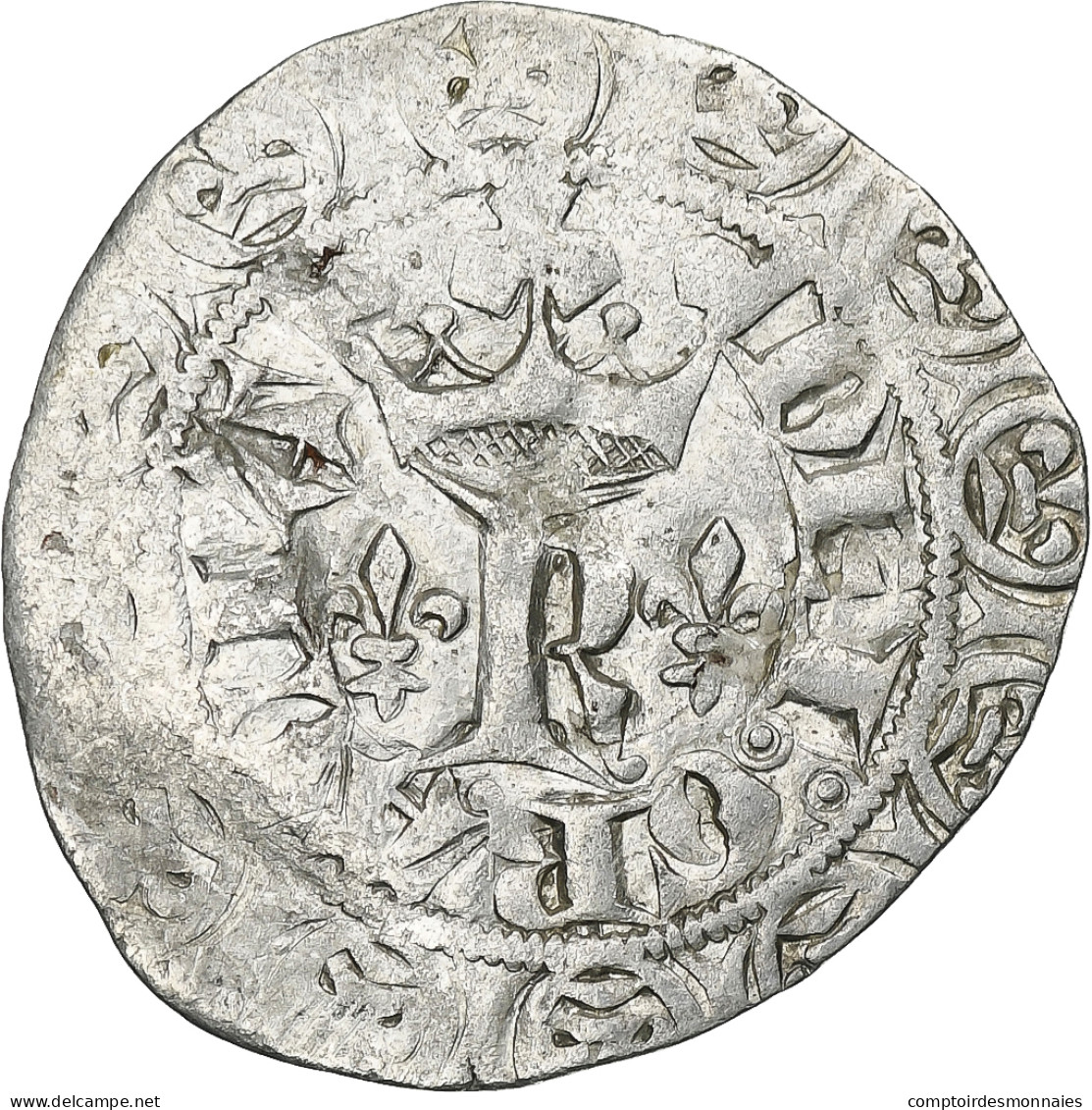 France, Charles V, Blanc Au K, 1365-1380, Billon, TTB, Duplessy:363 - 1364-1380 Karel V De Wijze