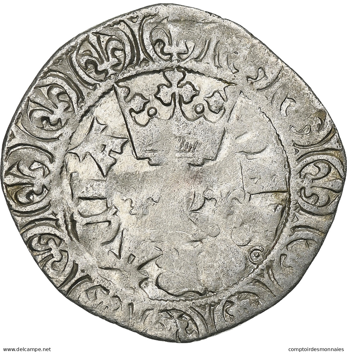 France, Charles V, Blanc Au K, 1365-1380, Billon, TTB, Duplessy:363 - 1364-1380 Karl V. Der Weise