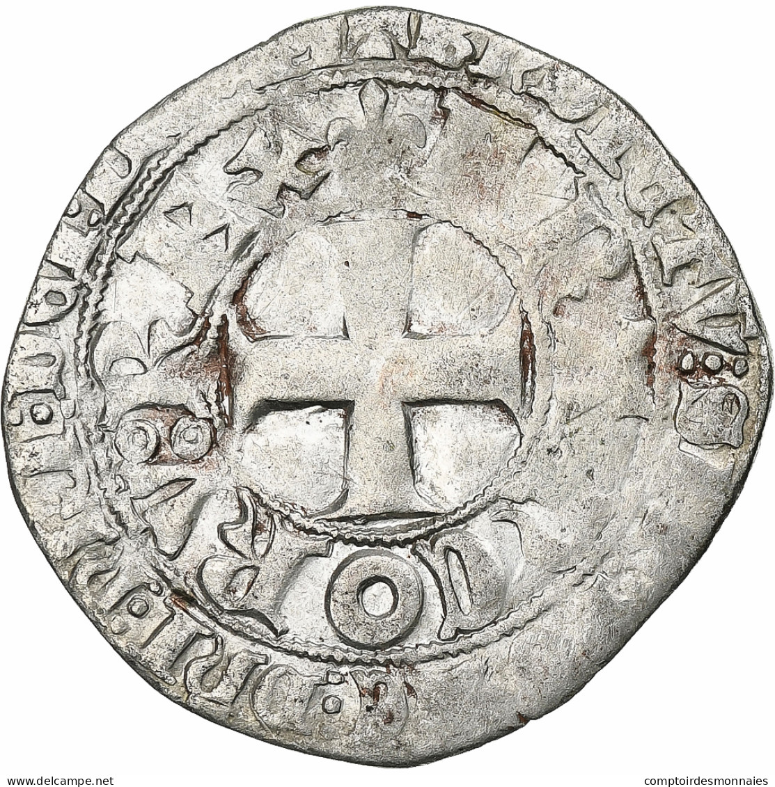 France, Charles V, Blanc Au K, 1365-1380, Billon, TTB, Duplessy:363 - 1364-1380 Charles V Le Sage