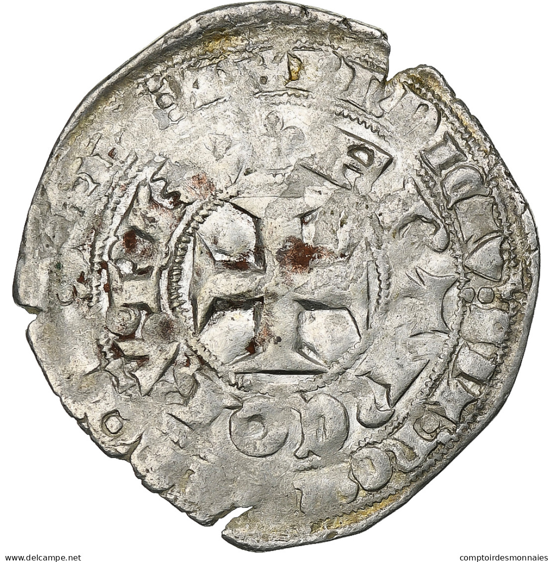 France, Charles V, Blanc Au K, 1365-1380, Billon, TTB, Duplessy:363 - 1364-1380 Charles V Le Sage