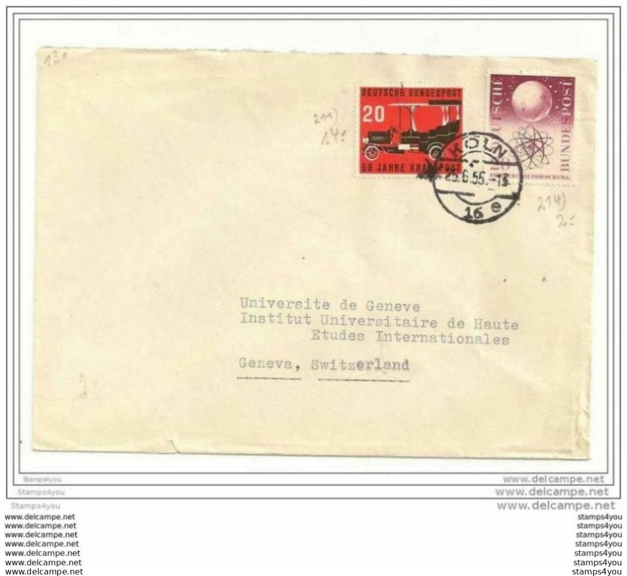 220 - 13 - Lettre Allemande Envoyée De Köln En Suisse 1955 - - Atomo