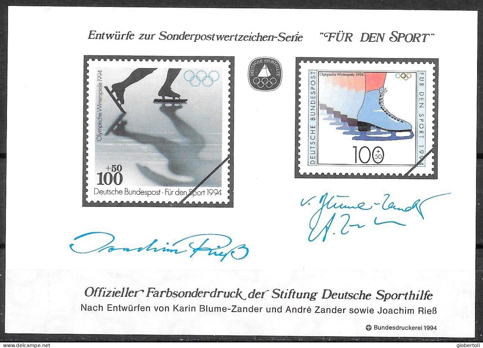 Germania/Germany/Allemagne: Bozzetti Non Adottati, Sketches Not Adopted, Croquis Non Adoptés, Pattinaggio, Skating, Pati - Winter 1994: Lillehammer