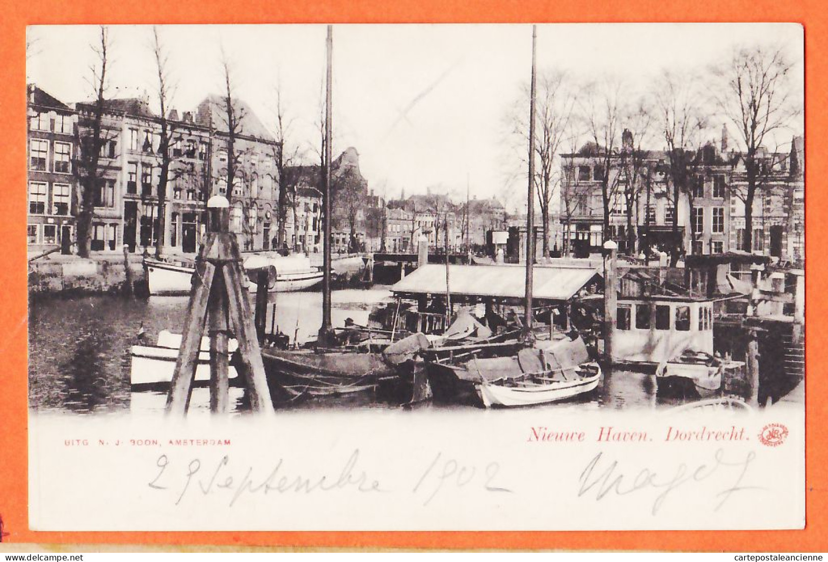 05071 ● ● Rare DORDRECHT Zuid-Holland Nieuwe Haven Nouveau Port 1900s à Marie POUCHET Rouen  N.J BOON Amsterdam - Dordrecht