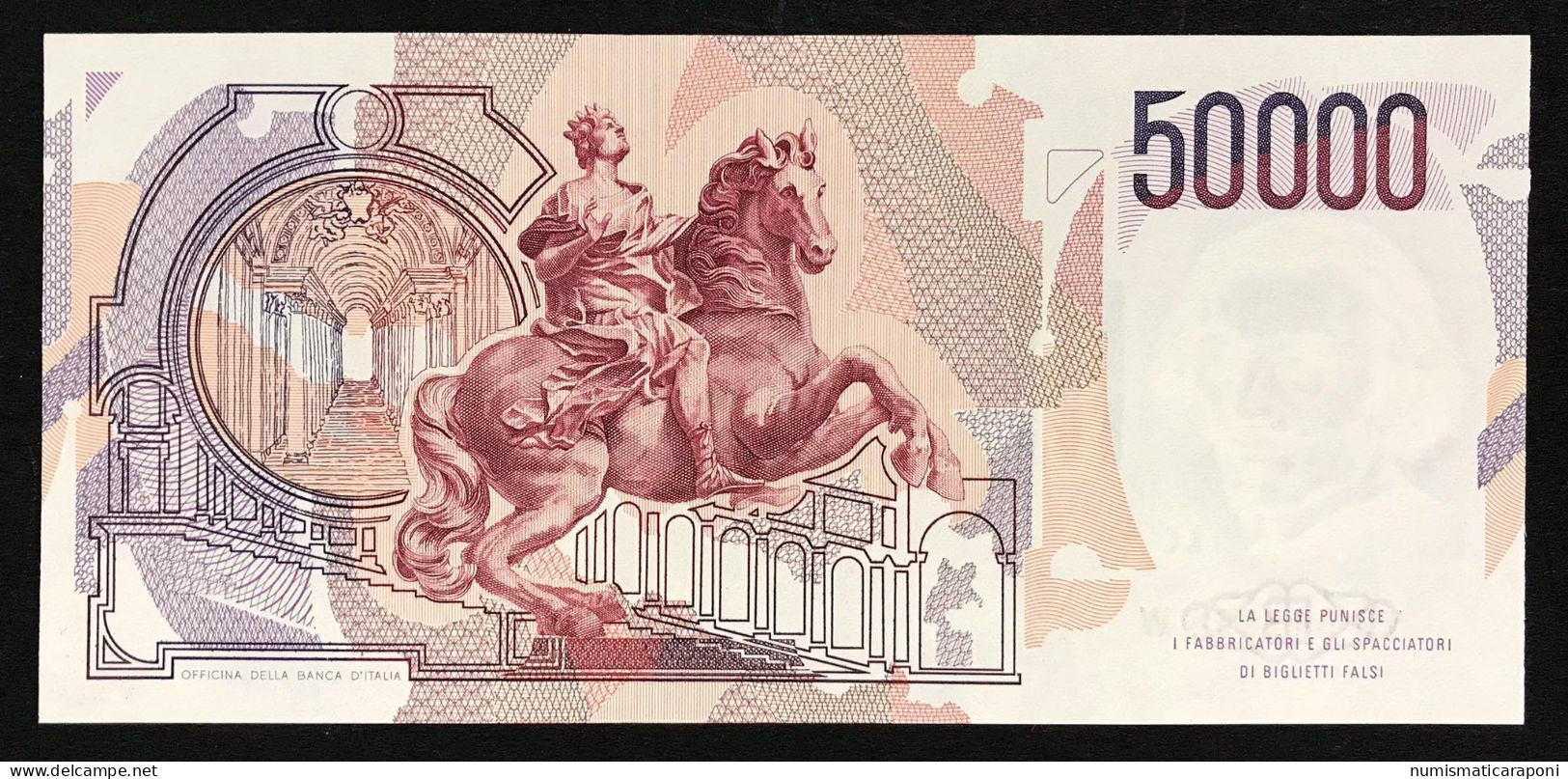 50000 Lire BERNINI I° TIPO SERIE D 1990 Q.fds Leggera Piega Angolare LOTTO.4770 - 50.000 Lire