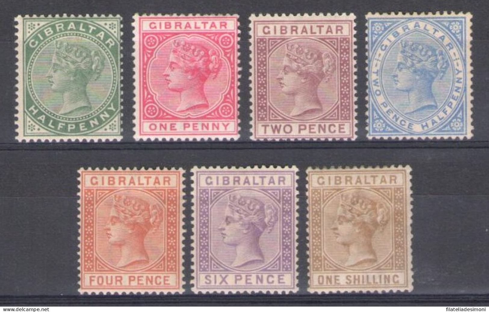 1886-8 Gibilterra, Stanley Gibbons N. 8/14 - Vittoria - MH* - Sonstige & Ohne Zuordnung