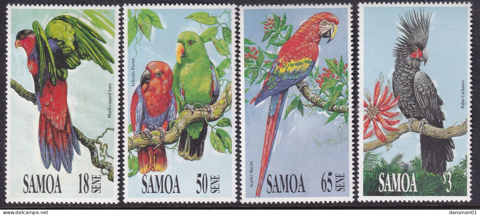 Samoa 1991 Parrots Sc 786-89 Mint Never Hinged - Samoa