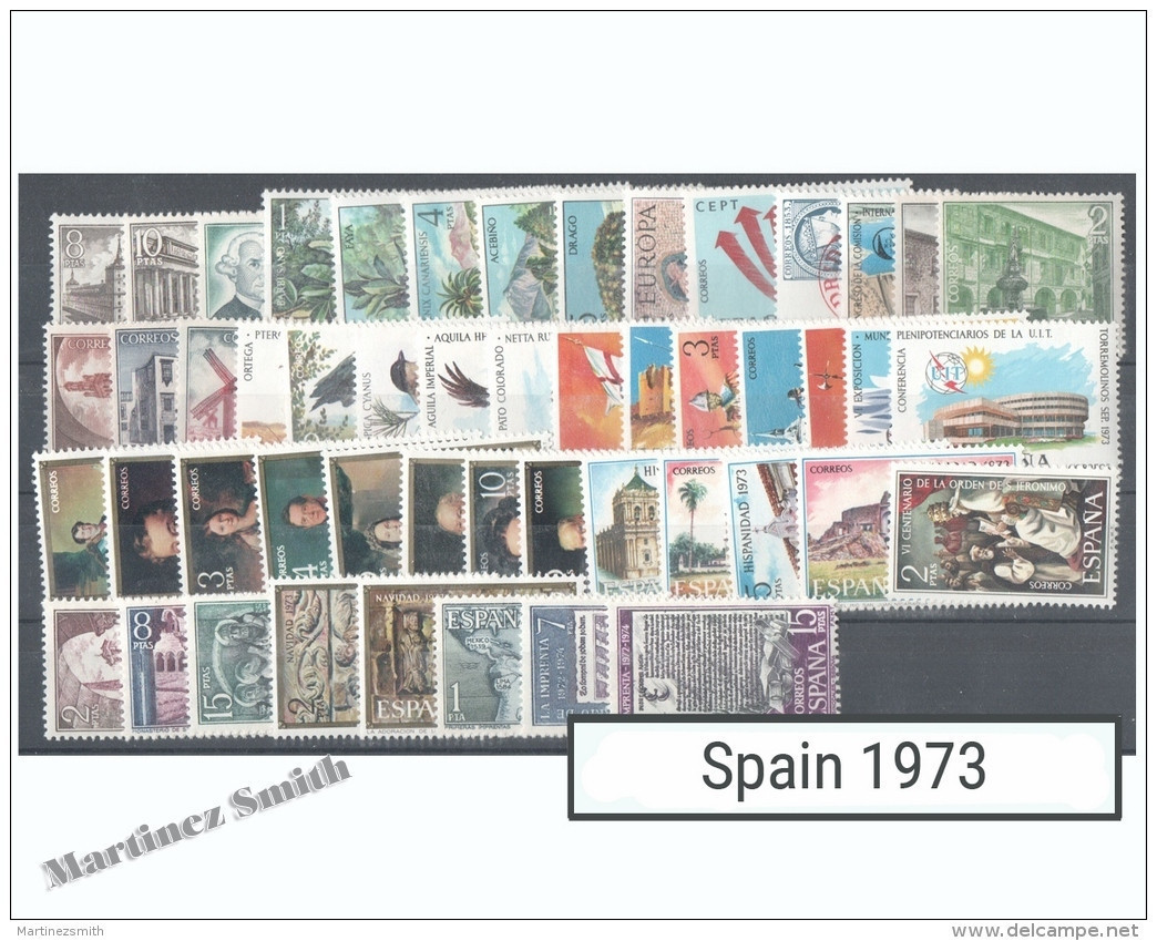 Complete Year Set Spain 1973 - 50 Values - Yv. 1771-1821 / Ed. 2117-2166, MNH - Años Completos