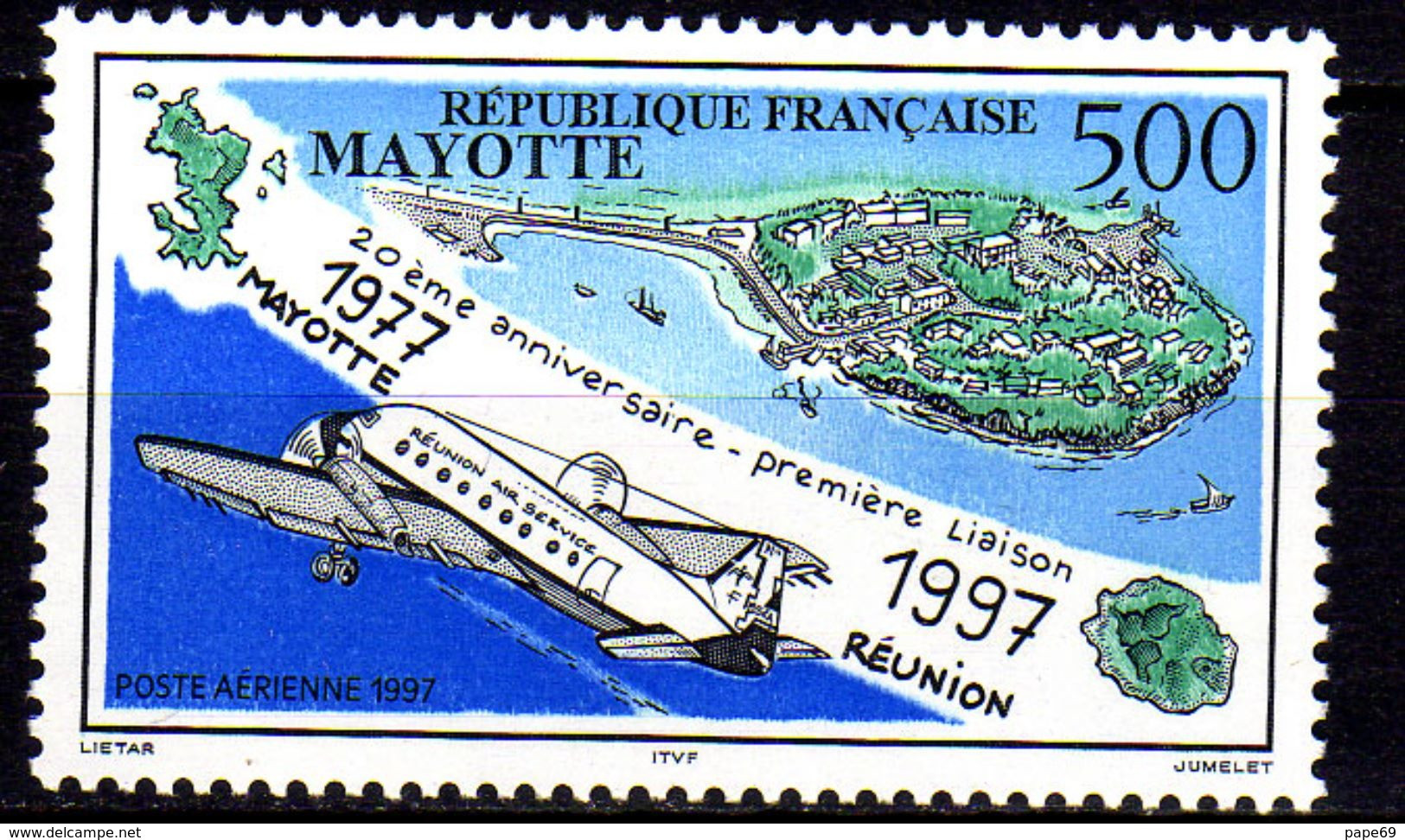 Mayotte PA N° 2 XX 20ème Anniversaire De La 1ère Liaison Mayotte-Réunion, Sans Charnière, TB - Luftpost