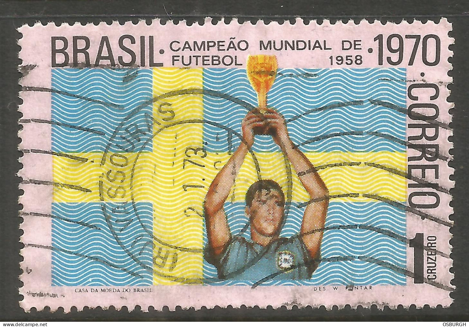 BRAZIL. 1970. 1c WORLD CUP USED VASSOURAS POSTMARK. - Used Stamps