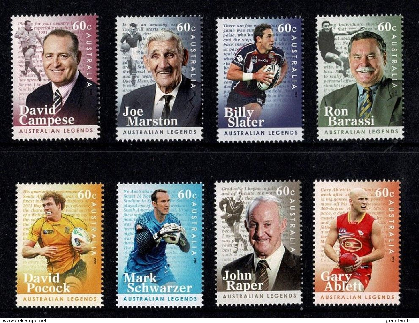 Australia 2012 Football Legends  Set Of 8 MNH - Ungebraucht