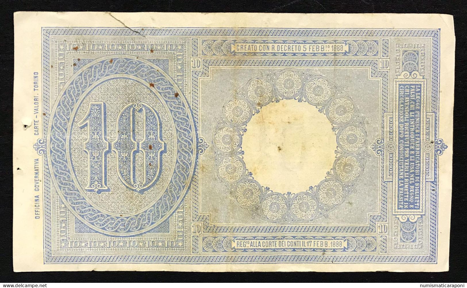 10 LIRE VITTORIO EM. III° Dell'ara Altamura 1911 R3 RRR Taglietto E Forellini Ma Ottima La Carta Ed I Colori LOTTO 4869 - Italia – 10 Lire