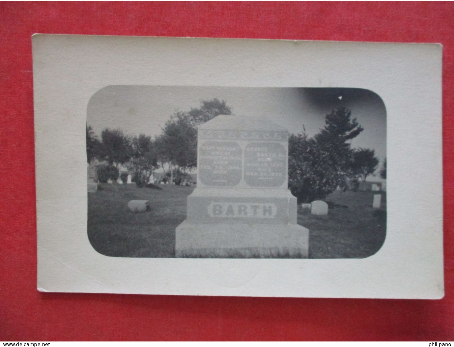 RPPC  Barth Tombstone.      Ref 6333 - Funeral