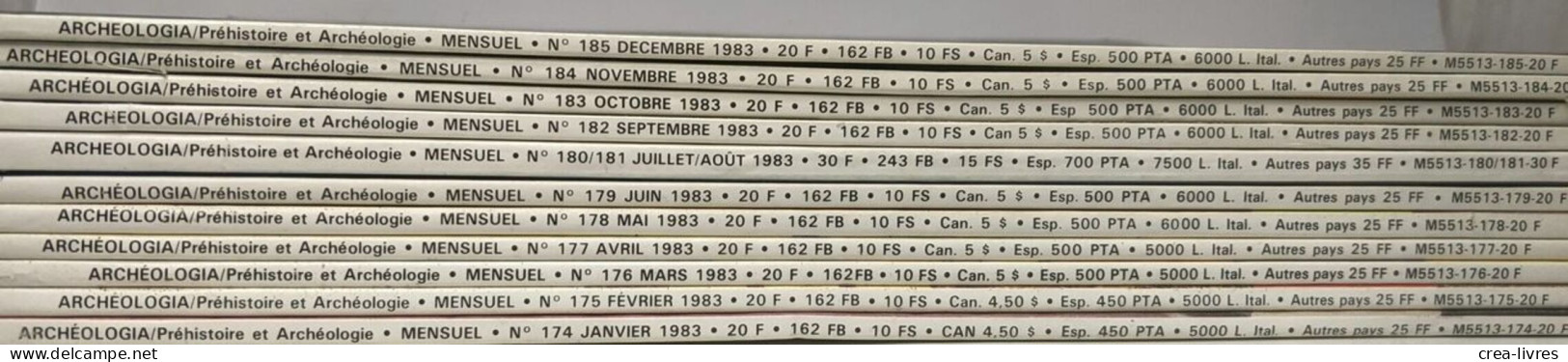 Prehistoire & Archeologie Archeologia Année 1982 - 1983 Et 1984 Complètes + Numéros De Septembre à Décembre De 1981 - Du - Archéologie