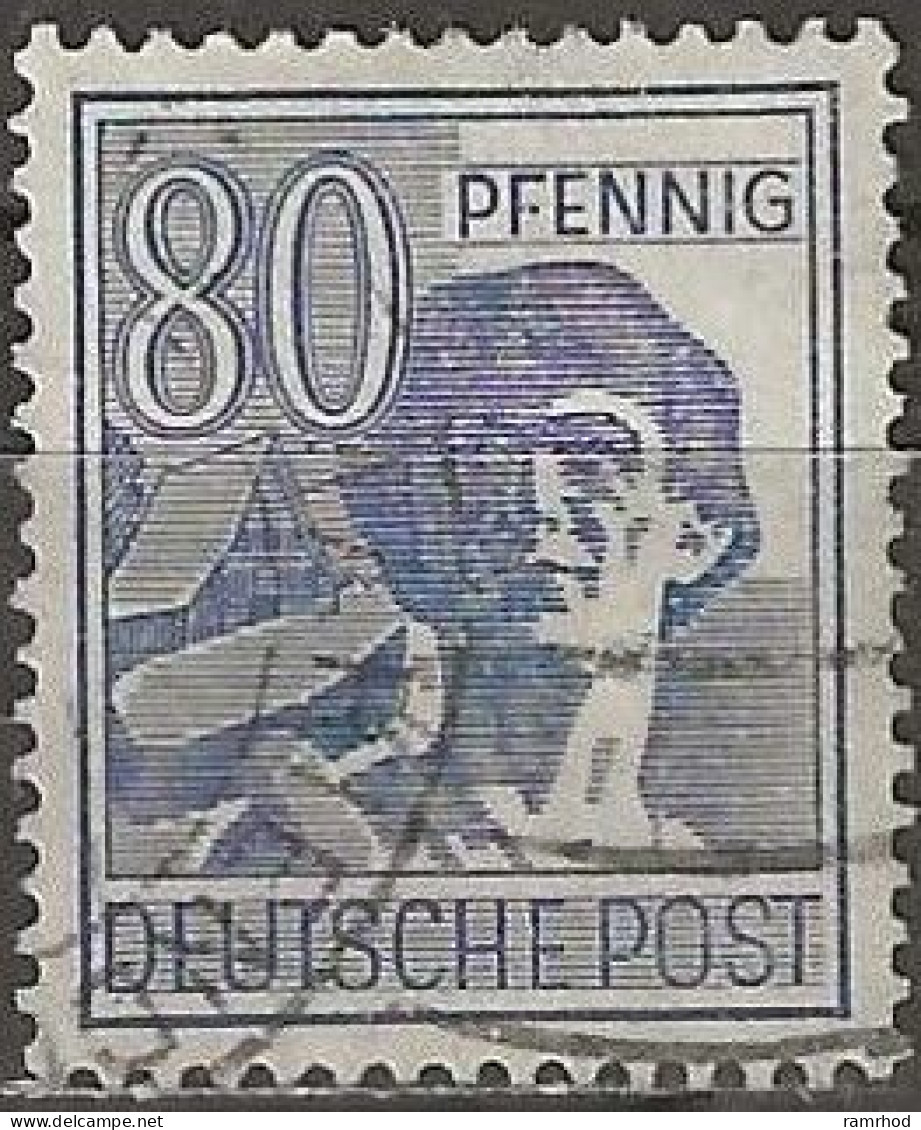 GERMANY 1947 Labourer - 80pf. - Blue FU - Gebraucht