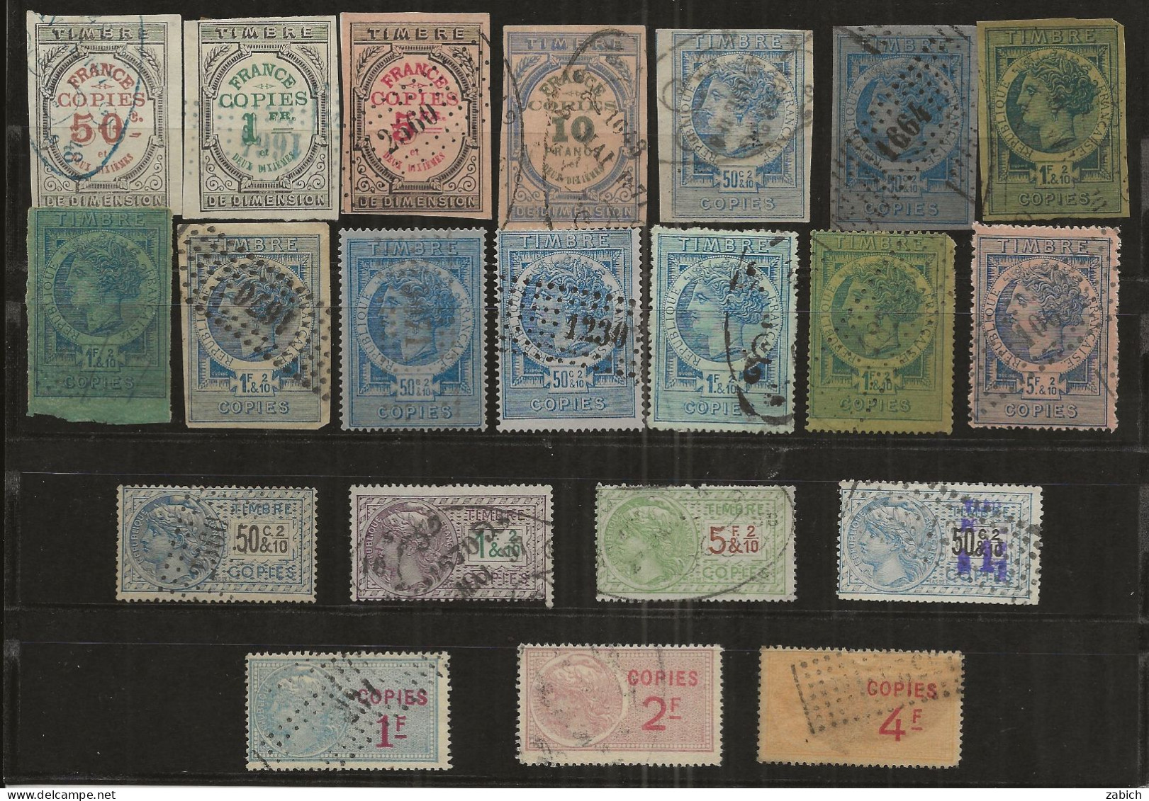 FISCAUX DE FRANCE LOT  COPIES 21 TIMBRES OBLITERES - Otros & Sin Clasificación