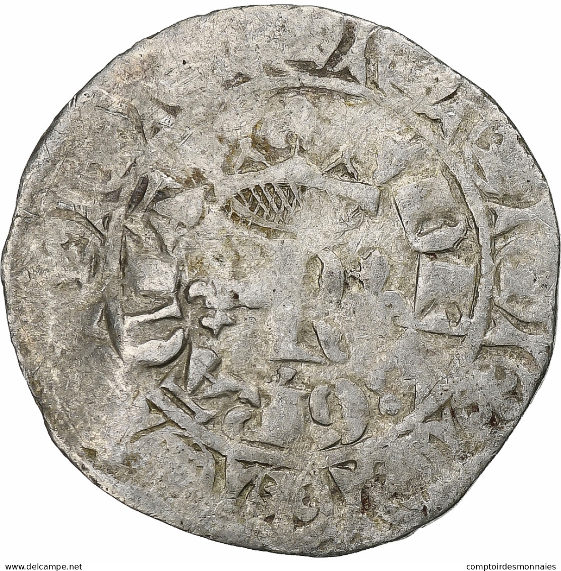 France, Charles V, Blanc Au K, 1365-1380, Billon, TB+, Duplessy:363 - 1364-1380 Karl V. Der Weise