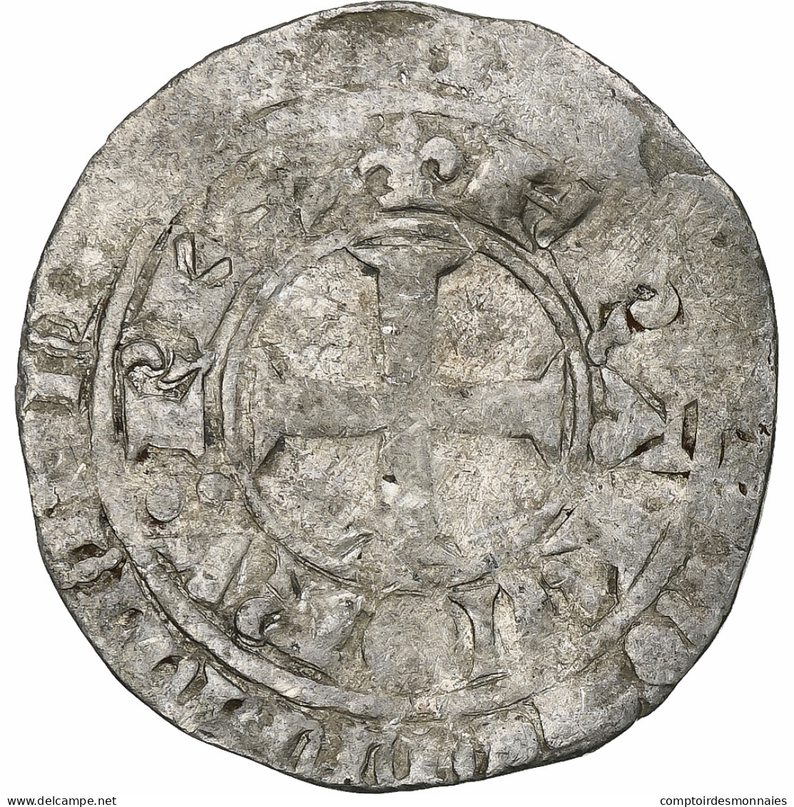 France, Charles V, Blanc Au K, 1365-1380, Billon, TB+, Duplessy:363 - 1364-1380 Charles V The Wise