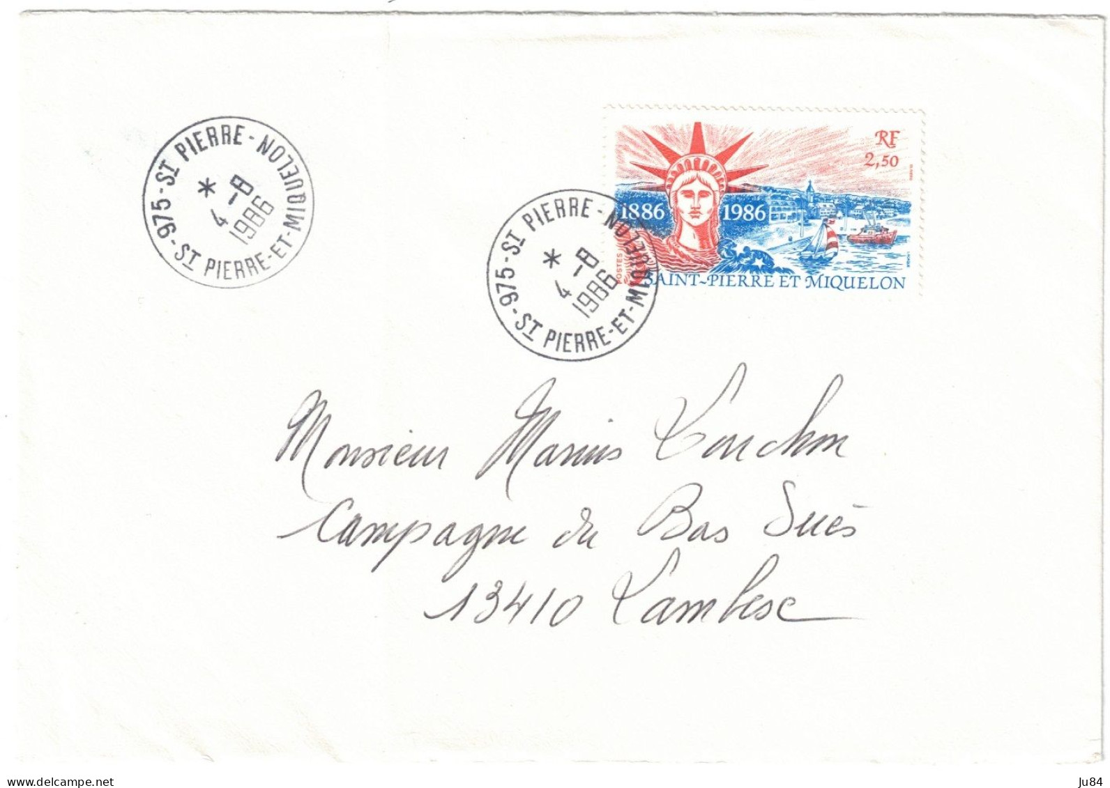 Saint-Pierre Et Miquelon - St Pierre - Secteur 975 - 2,50 RF Seul Sur Lettre - Lettre Pour La France - 4 Août 1986 - Cartas & Documentos