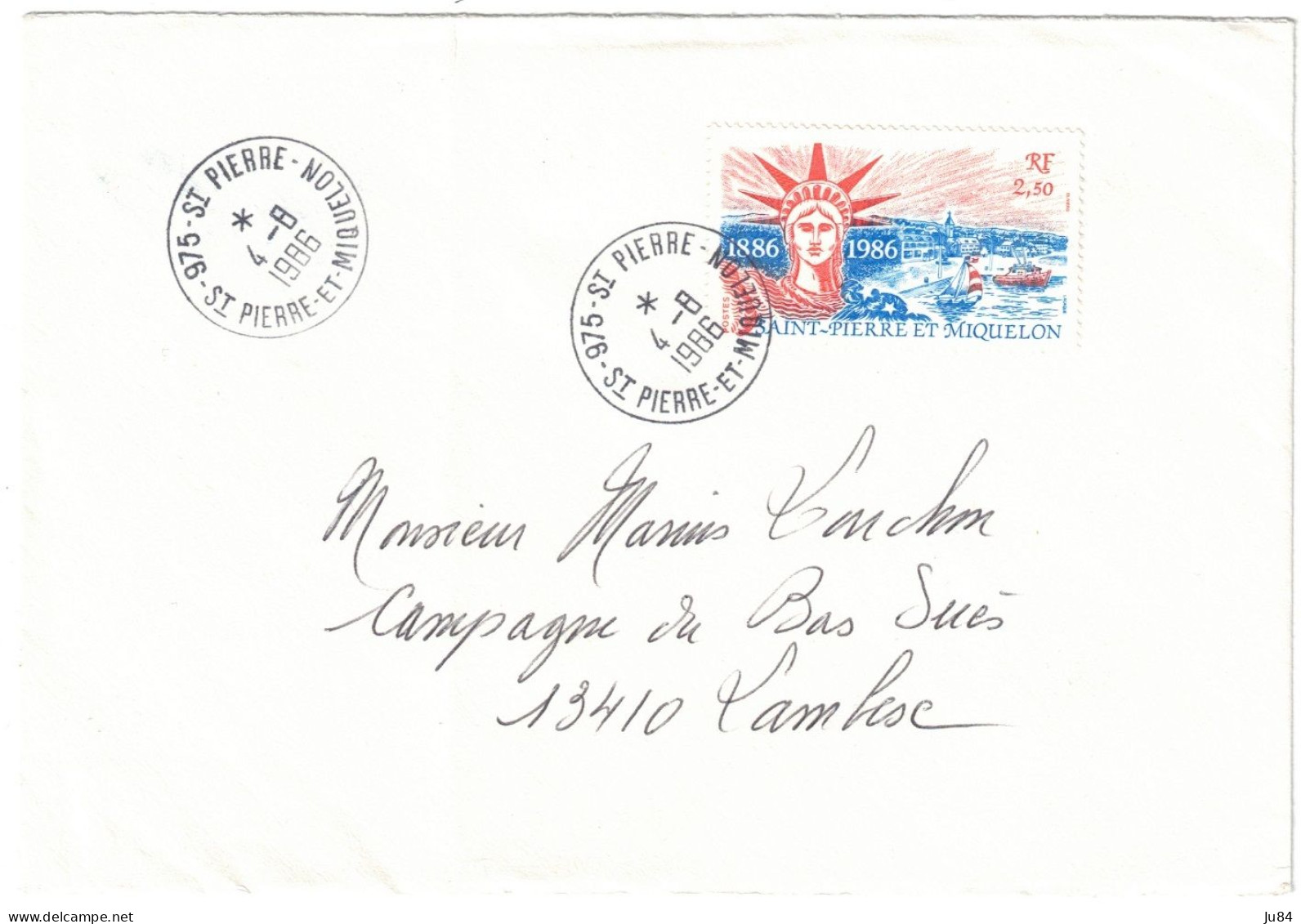 Saint-Pierre Et Miquelon - St Pierre - Secteur 975 - 2,50 RF Seul Sur Lettre - Lettre Pour La France - 4 Août 1986 - Covers & Documents