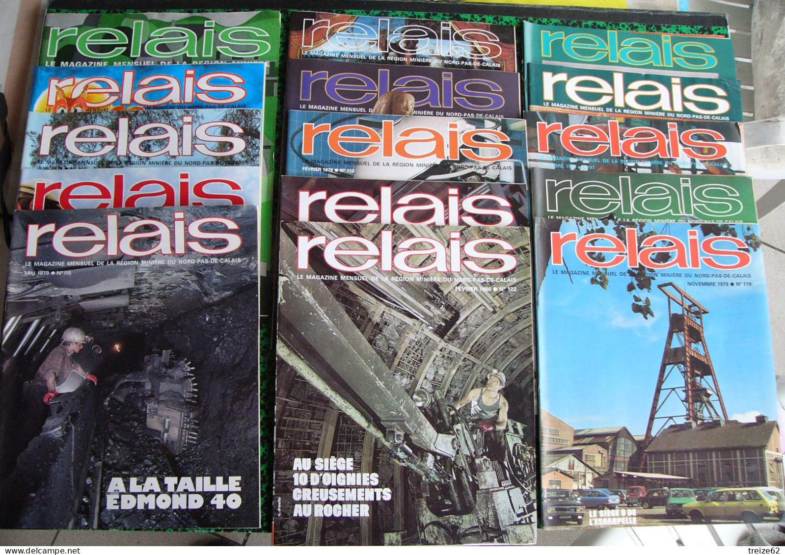 Lot 15 Revues RELAIS Houillères Du Nord Pas De Calais HBNPC 1975 1980 édition Lens Liévin Béthune Mines Mineurs RC Lens - Bücherpakete