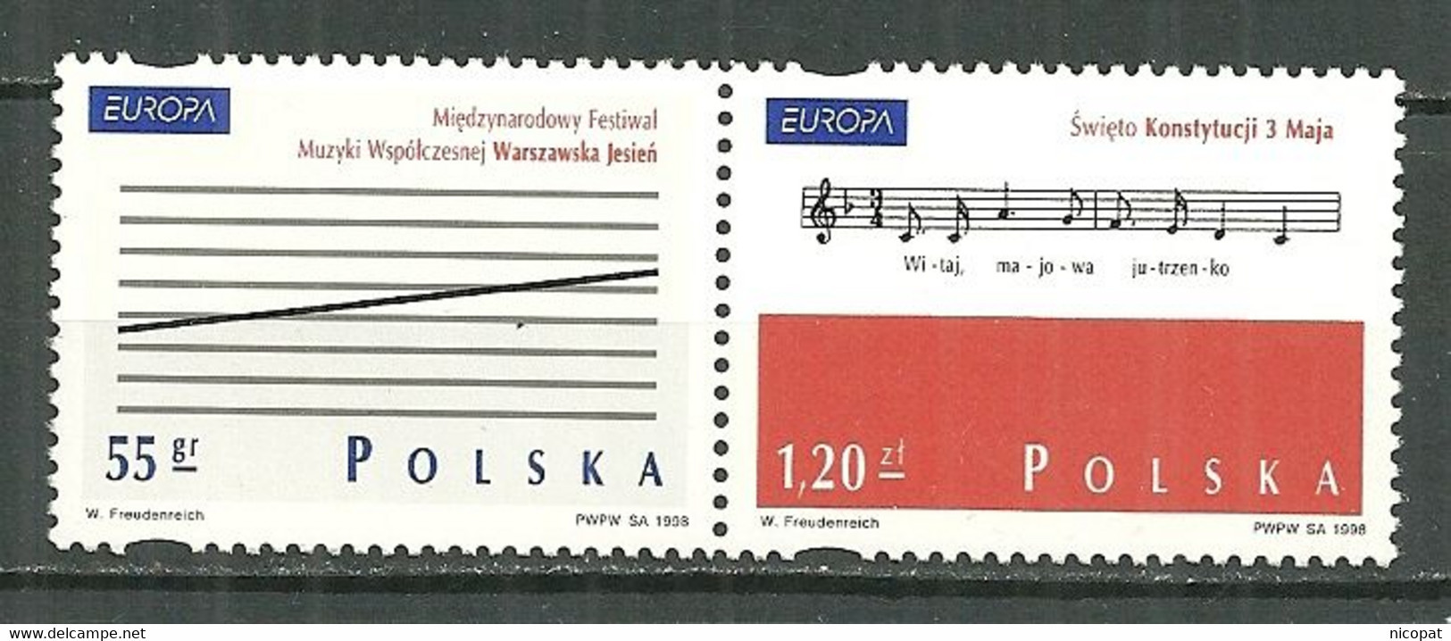 POLAND MNH ** 3497-3498 EUROPA. FESTIVALS NATIONAUX. FESTIVAL DE MUSIQUE DE VARSOVIE. FETE NATIONALE. PORTEE MUSICALE - Neufs