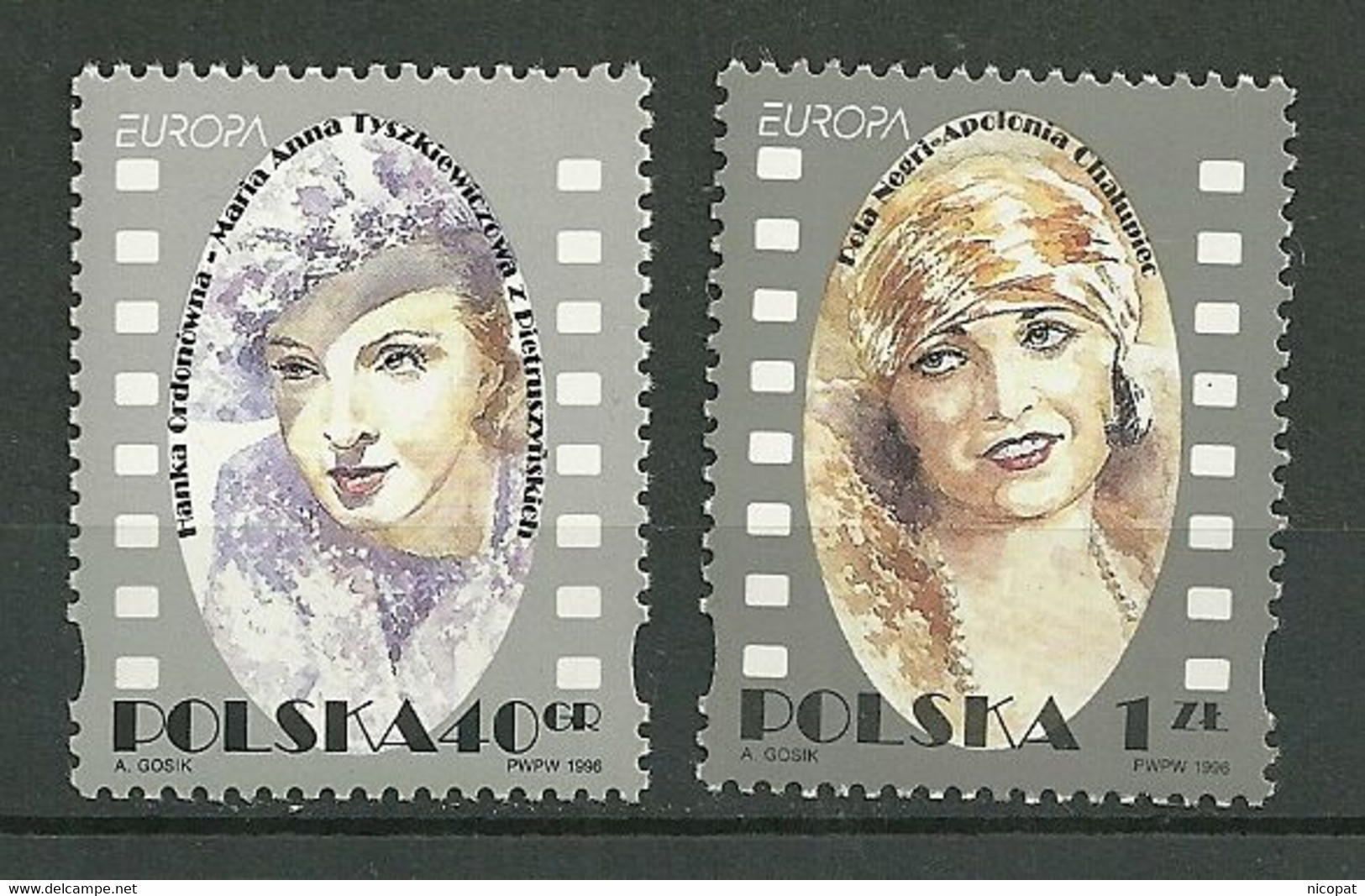 POLAND MNH ** 3371-3372 EUROPA. HANKA ORDONOWNA. CANCATRICE. POLA NEGRI. APOLONIA CHALUPIEC. ACTRICE Cinéma - Ungebraucht