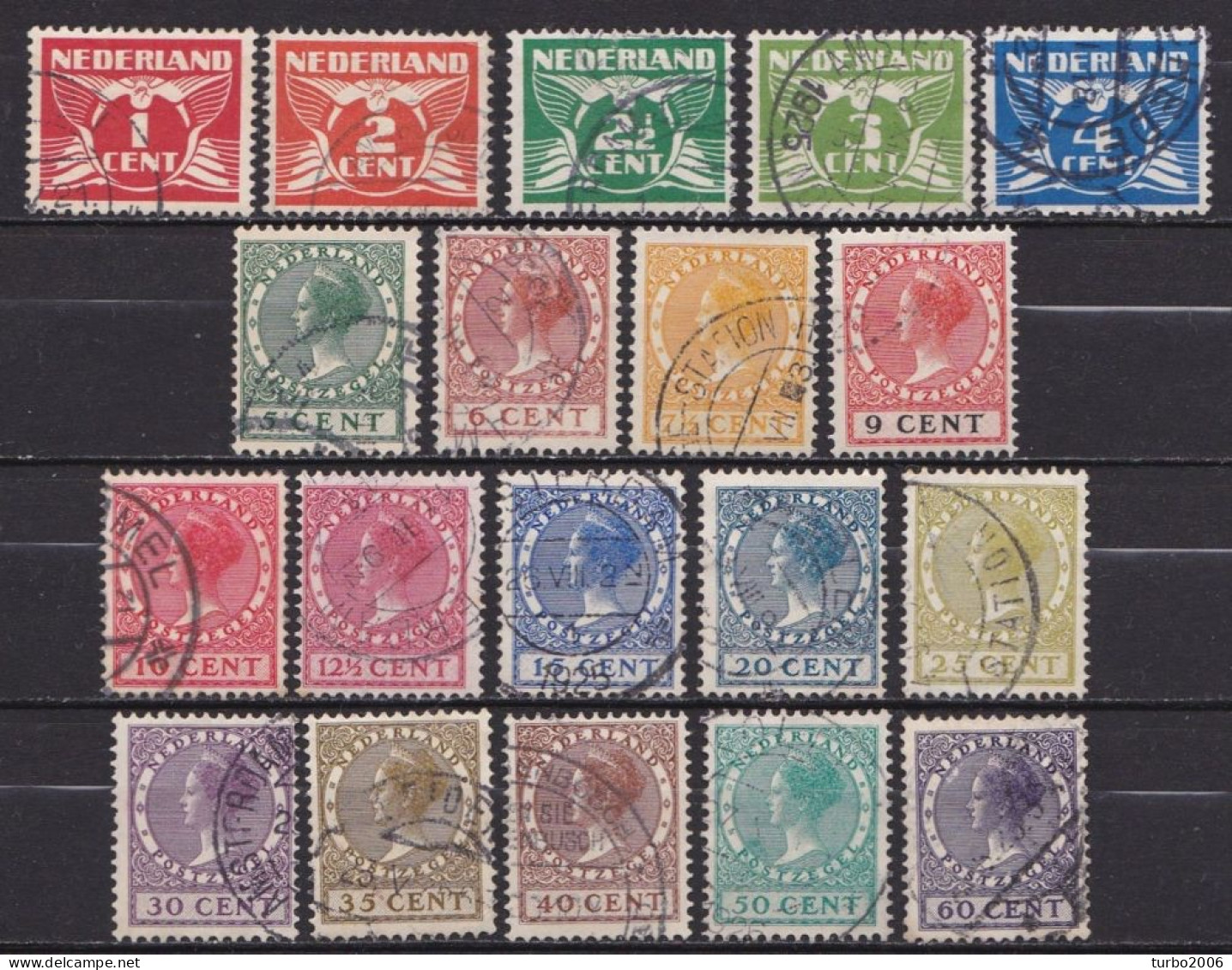 1924-1926 Cijfer / Koningin Wilhelmina Veth Zonder WM 2 Complete Gestempelde Series NVPH 144 / 162 - Used Stamps
