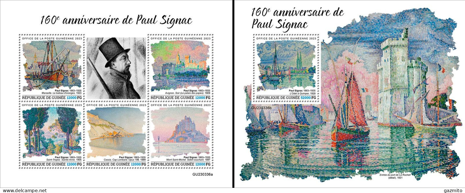 Guinea 2023, Art, Signac, 5val In BF +BF - Impressionismus