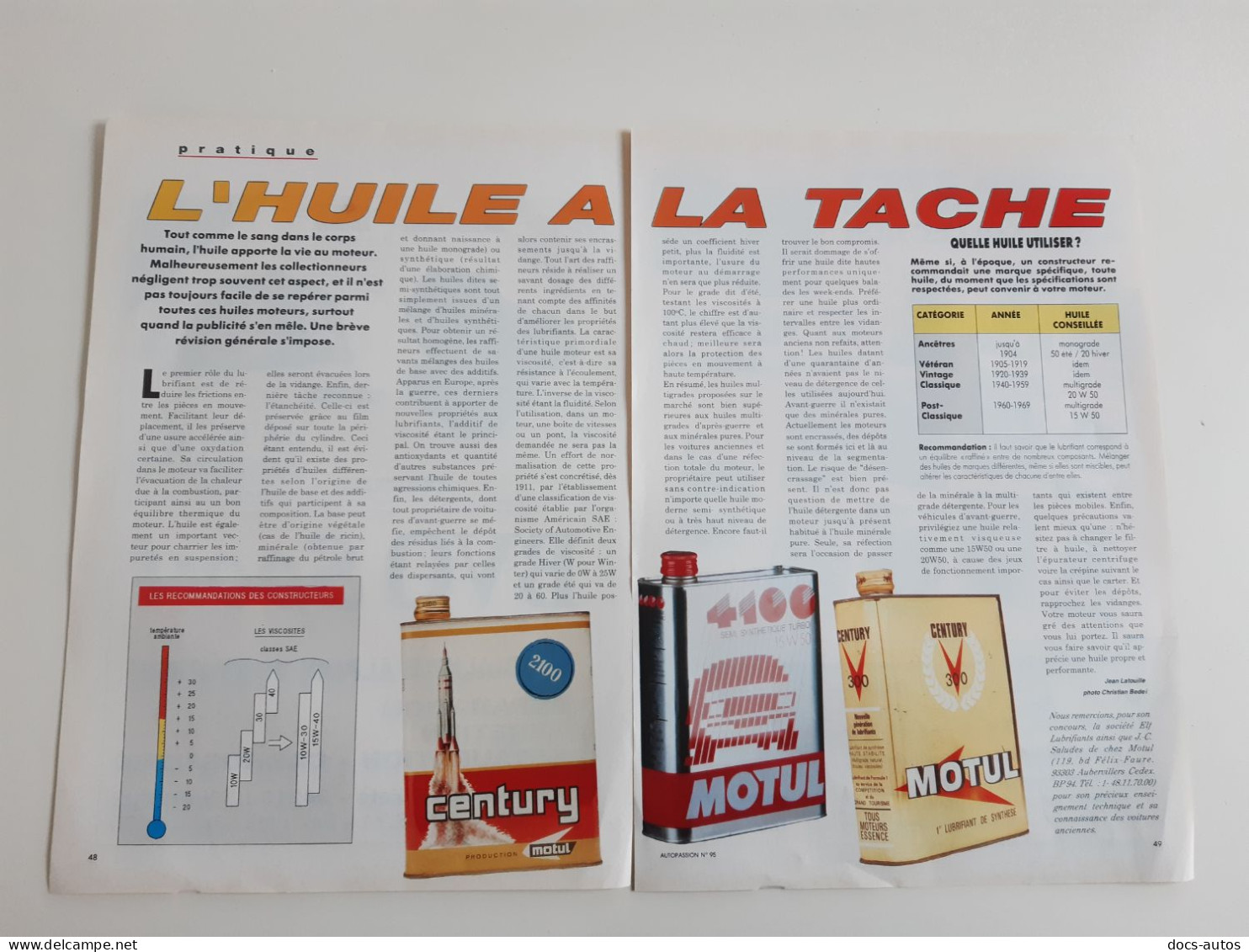 L'huile à La Tache - Coupure De Presse Technique - Altri & Non Classificati