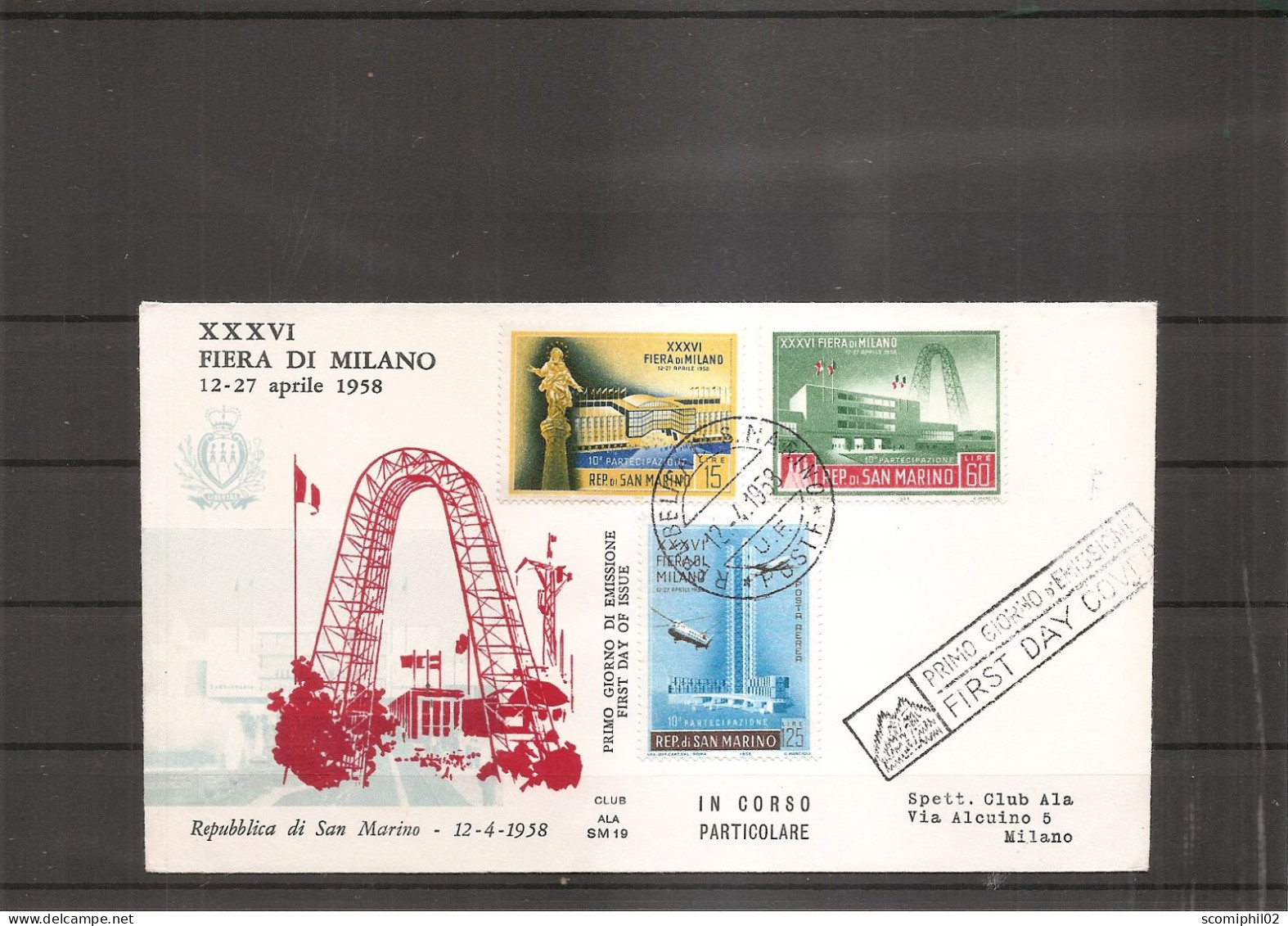 Saint-Marin - Foire De Milan -1958 ( FDC De 1958 à Voir) - FDC