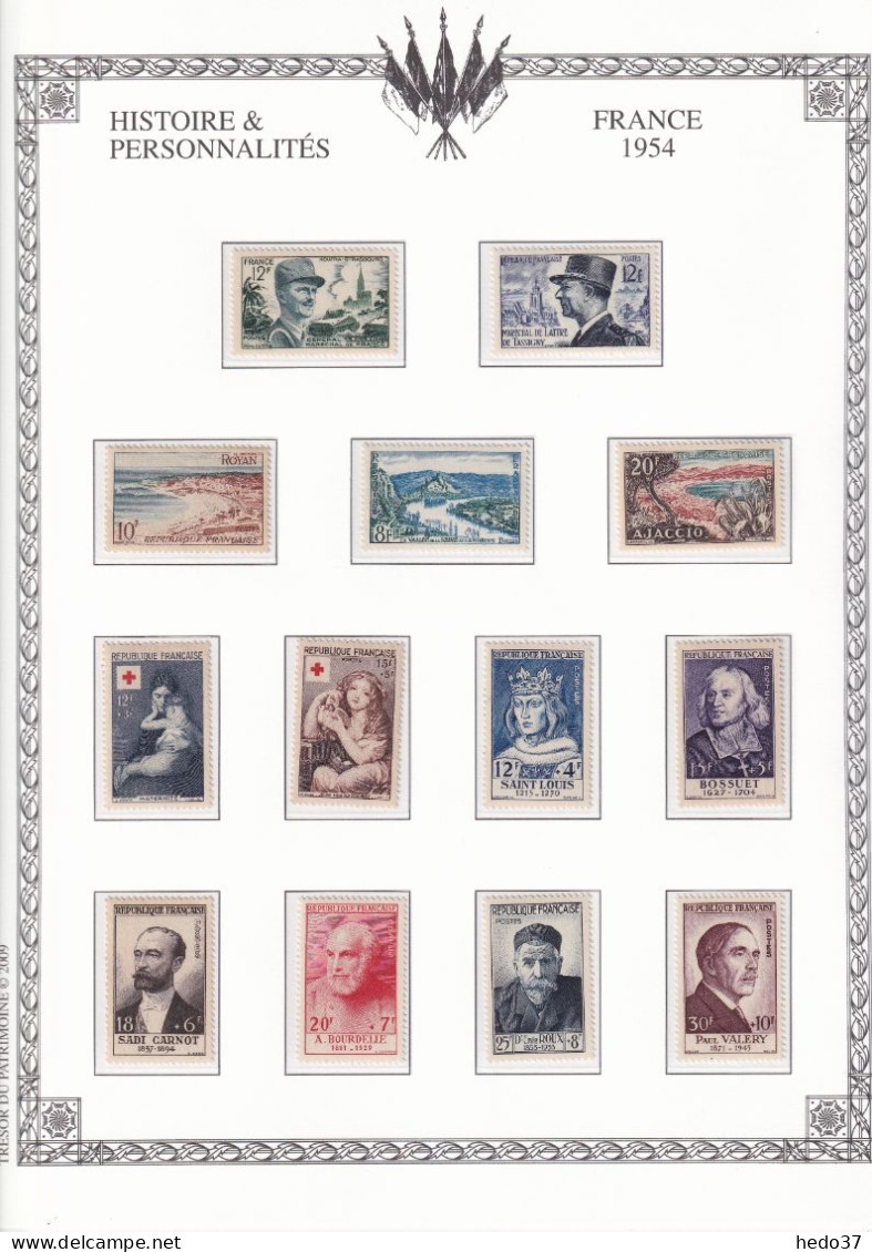 France Année Complète 1954 - N°968/1007 - Neufs ** Sans Charnière - TB - 1950-1959