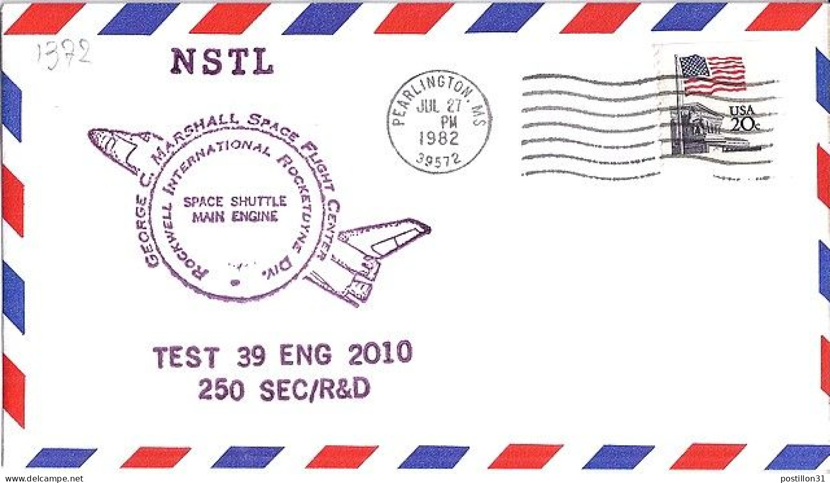 USA-AERO N° 1372 S/L.DE PEARLINGTON/27.7.82  THEME: NAVETTE SPACIALE - 3c. 1961-... Storia Postale