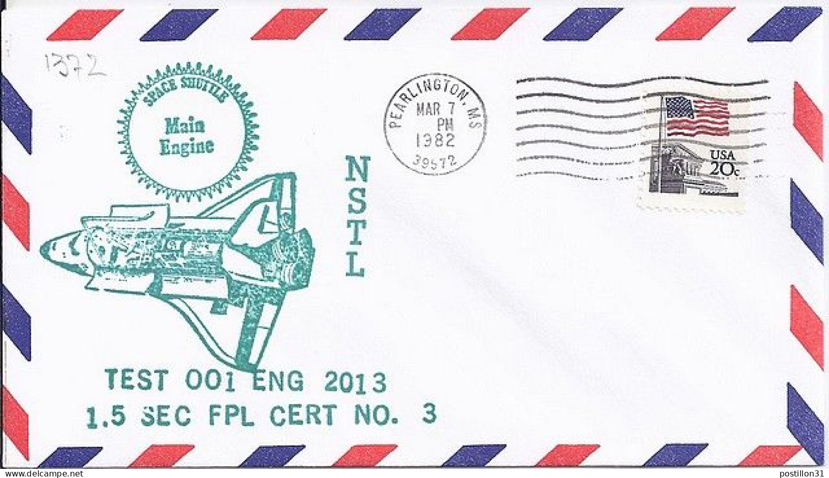 USA-AERO N° 1372 S/L.DE PEARLINGTON/7.3.82  THEME: NAVETTE SPACIALE - 3c. 1961-... Cartas & Documentos